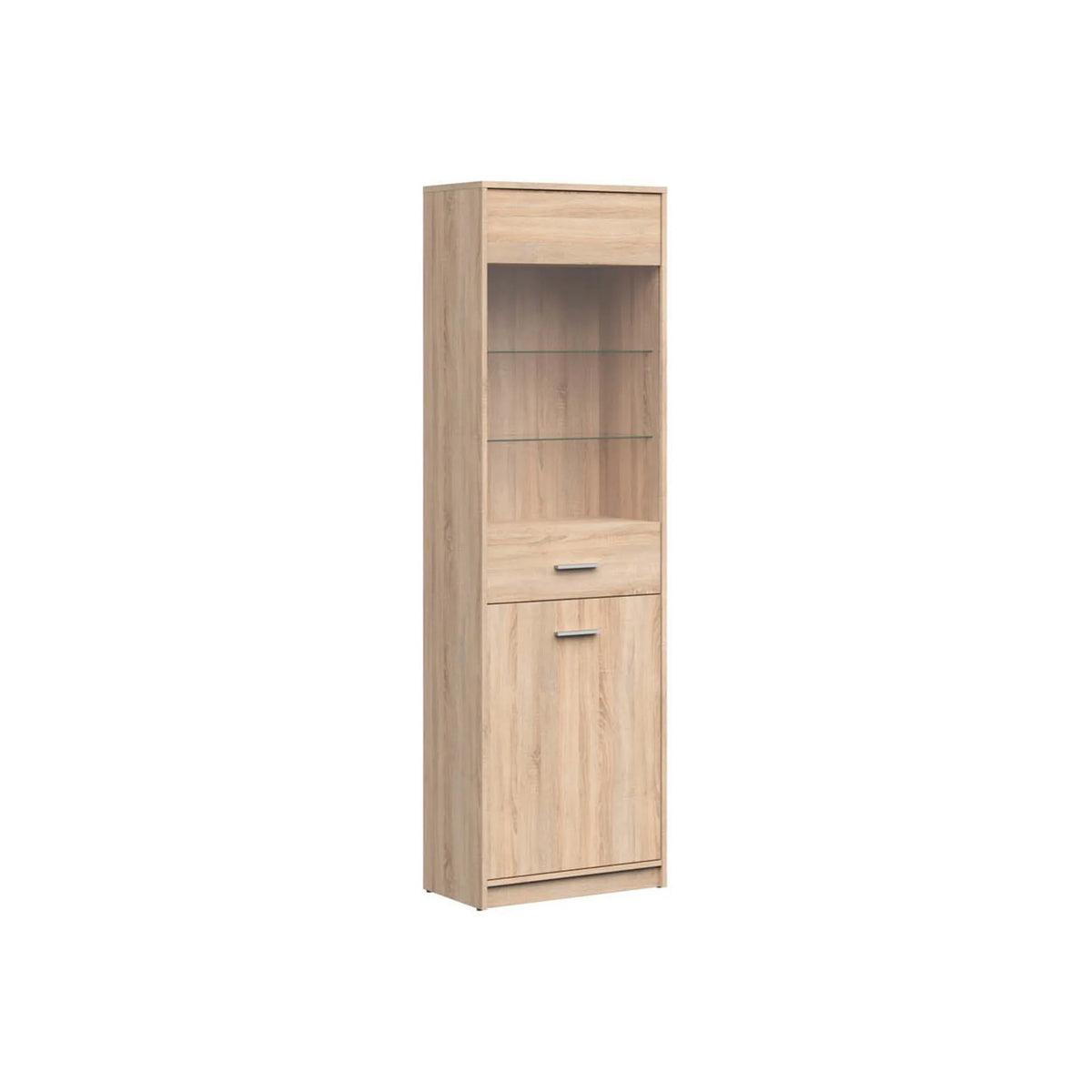 Vitrina NEPO PLUS, stejar sonoma, PAL laminat/sticla, 60x34x197 cm