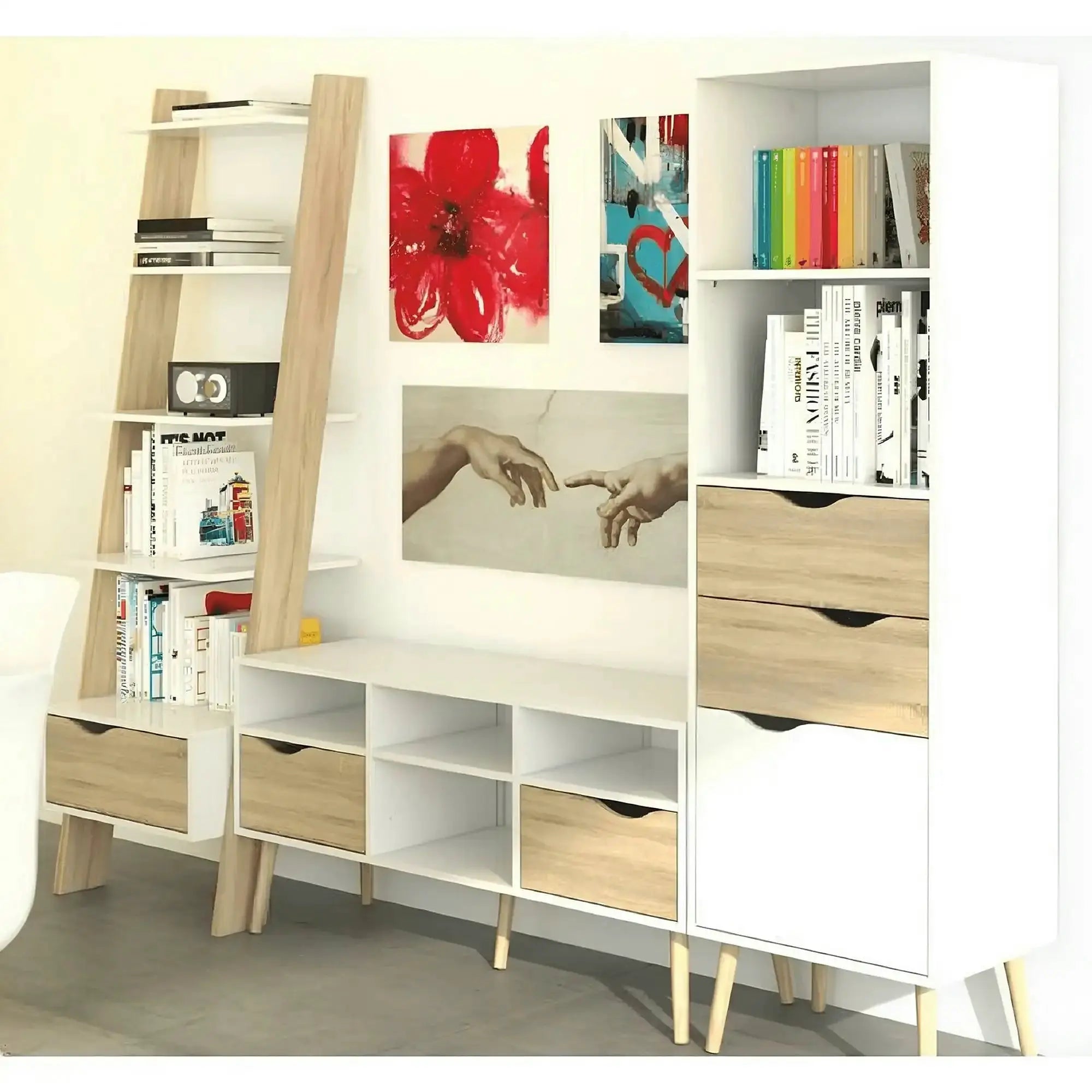 Vitrina OSLO 75382, alb/stejar sonoma, PAL melaminat, 50x39x171 cm