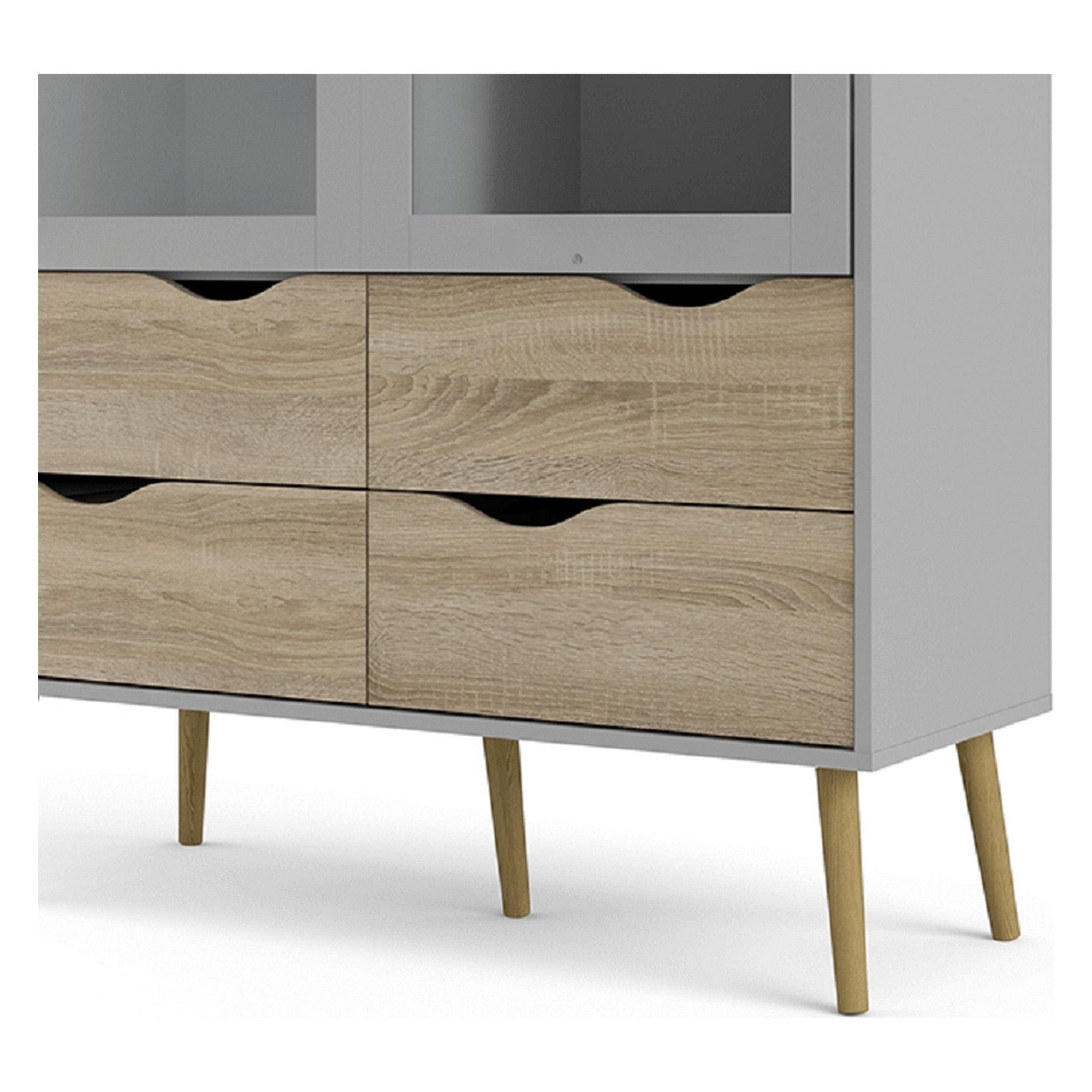 Vitrina OSLO, alb/stejar sonoma, DTD laminat, 99x39x200 cm