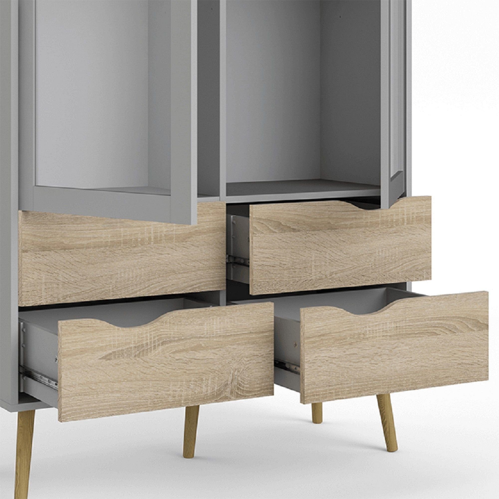 Vitrina OSLO, alb/stejar sonoma, DTD laminat, 99x39x200 cm