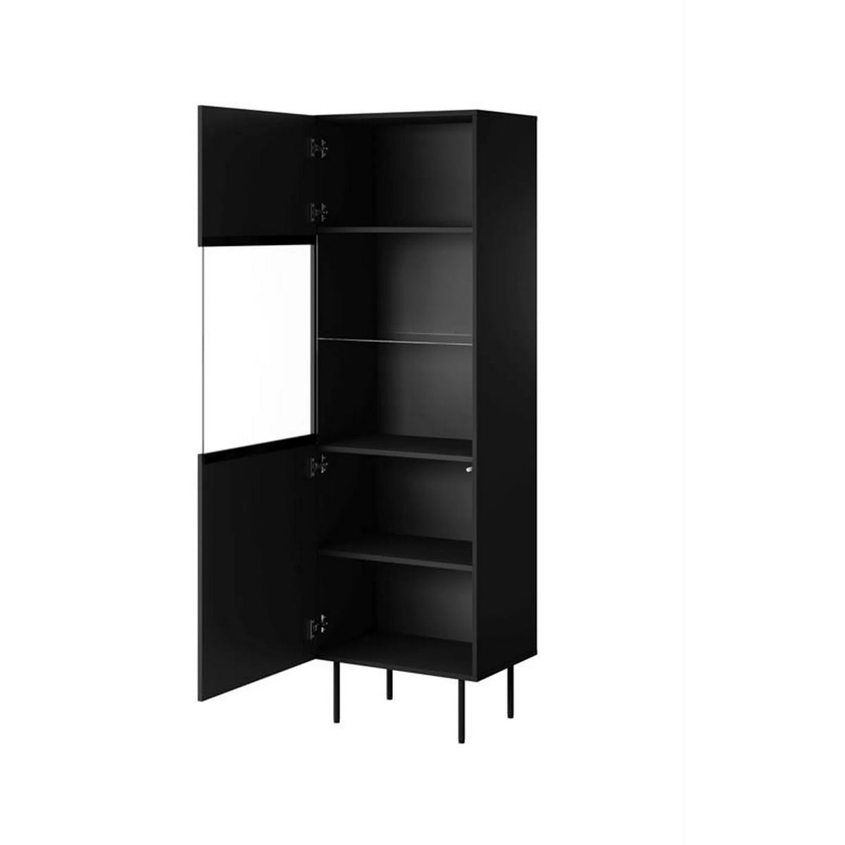 Vitrina PALAZZO, negru, PAL laminat/sticla, 60x42x190 cm