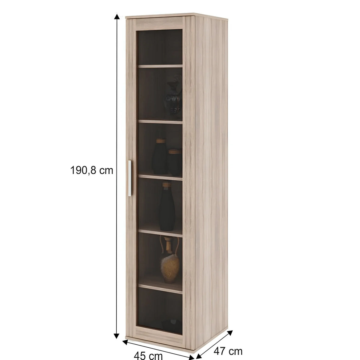Vitrina DUNAJ Tip 4, stejar sonoma, PAL melaminat, 45x47x191 cm