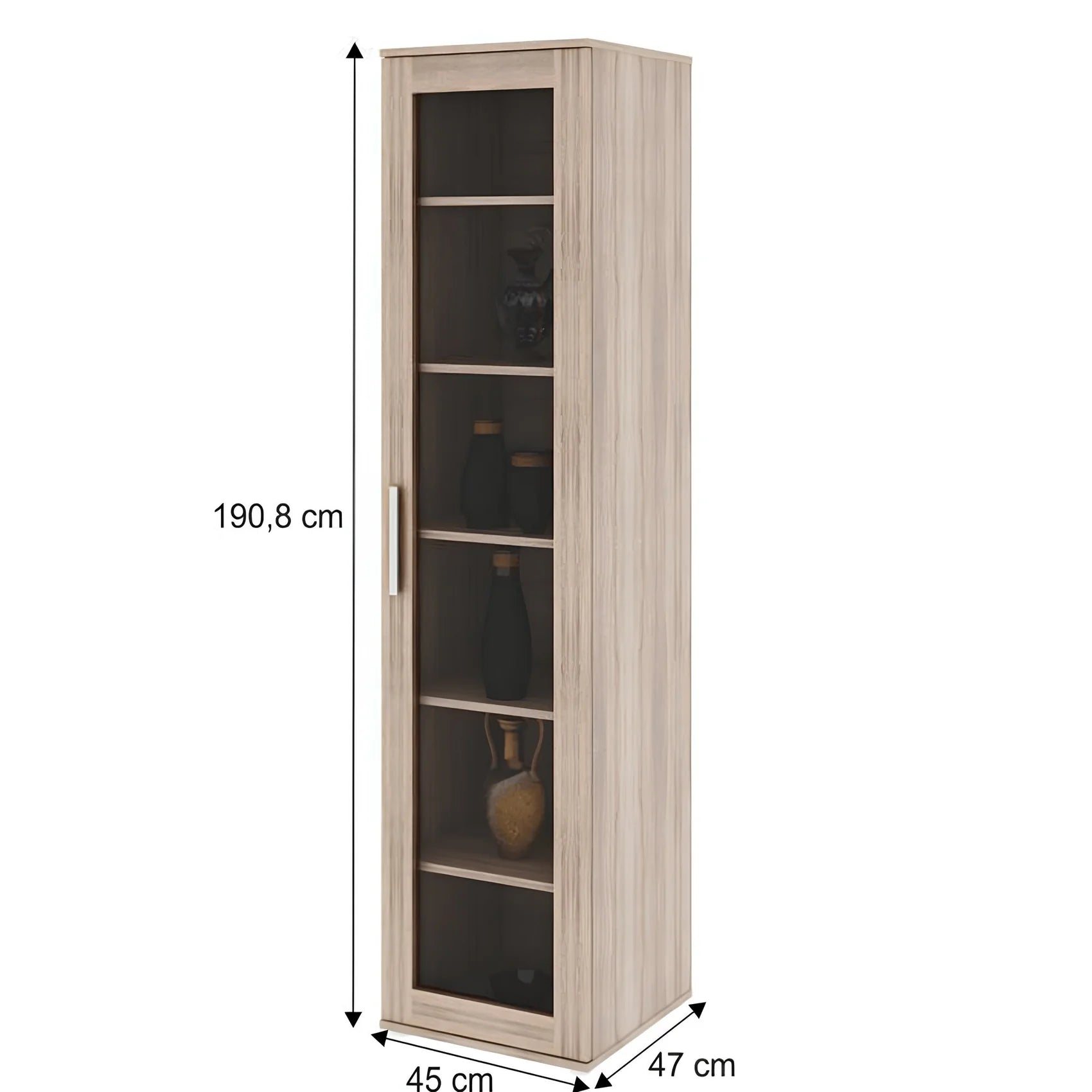 Vitrina DUNAJ Tip 4, stejar sonoma, PAL melaminat, 45x47x191 cm