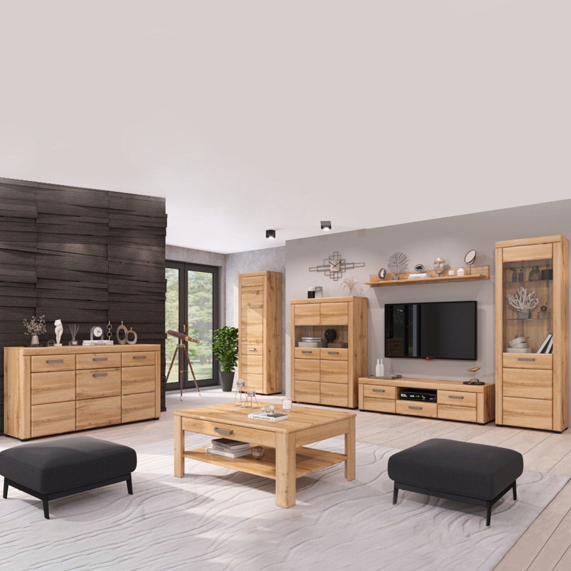 Vitrina PUSAN A, stejar, 61x37x196 cm