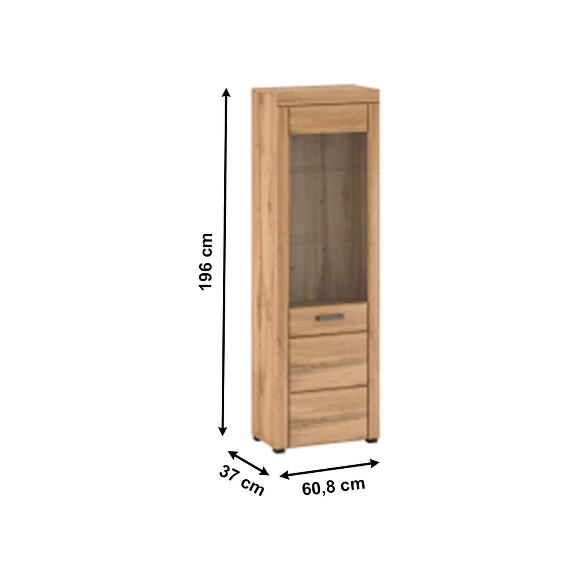 Vitrina PUSAN A, stejar, 61x37x196 cm