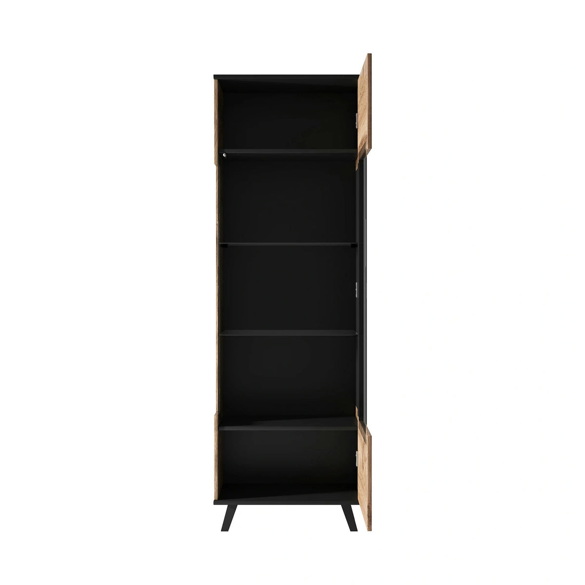 Vitrina RANDOM, stejar wotan/negru, PAL furniruit/polipropilena, 60x40x182 cm
