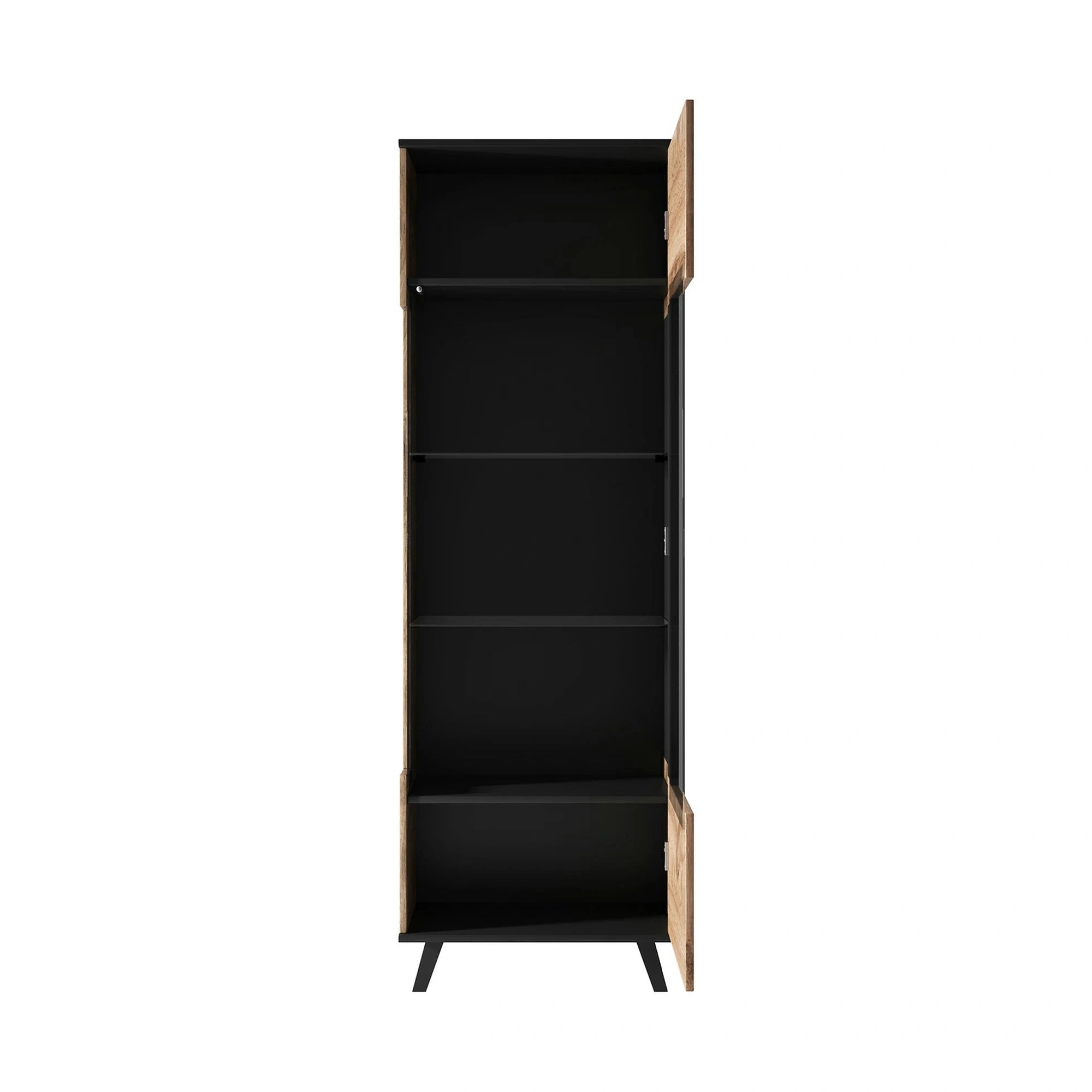 Vitrina RANDOM, stejar wotan/negru, PAL furniruit/polipropilena, 60x40x182 cm