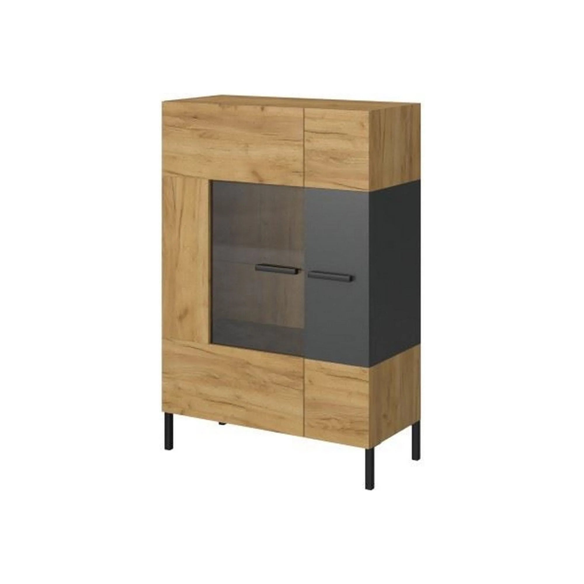 Vitrina SANTES, stejar artisan auriu, PAL laminat, 90x42x135 cm