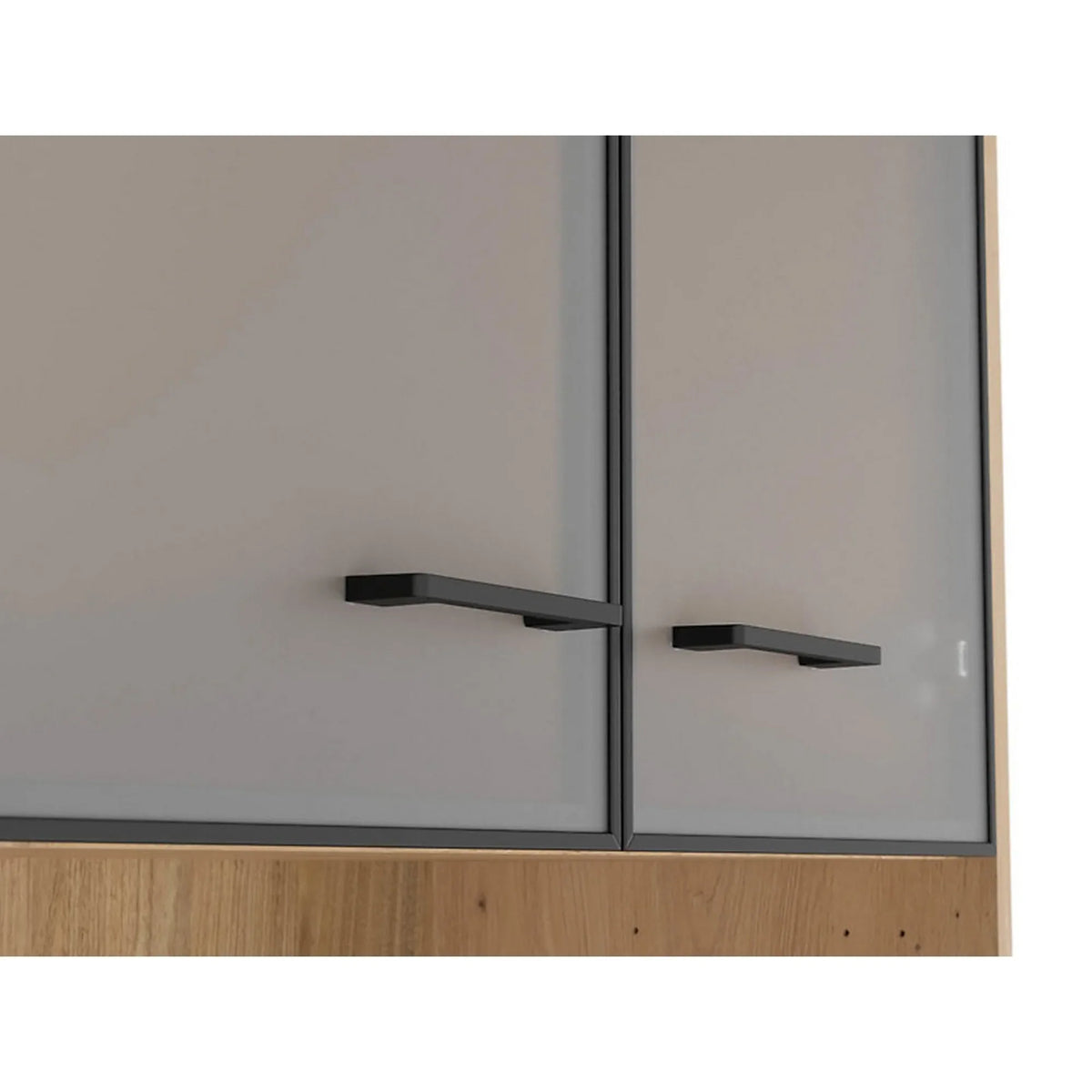 Vitrina SPACE OFFICE, stejar artisan/negru fumuriu, PAL laminat/sticla, cu 2 usi si 3 rafturi, 80x38x203 cm