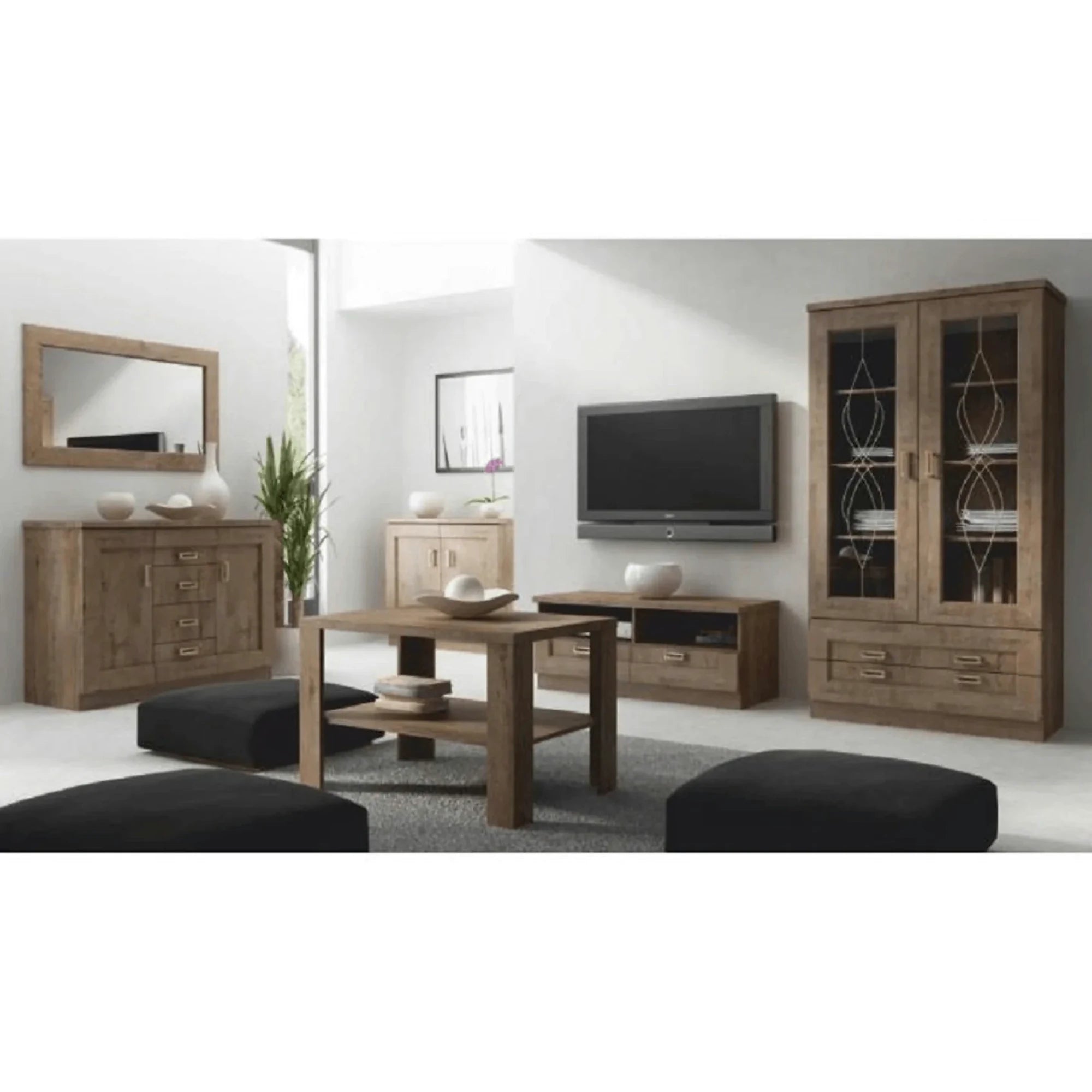 Vitrina TEDY Tip T8, stejar lefkas, PAL melaminat, 90x44x191 cm