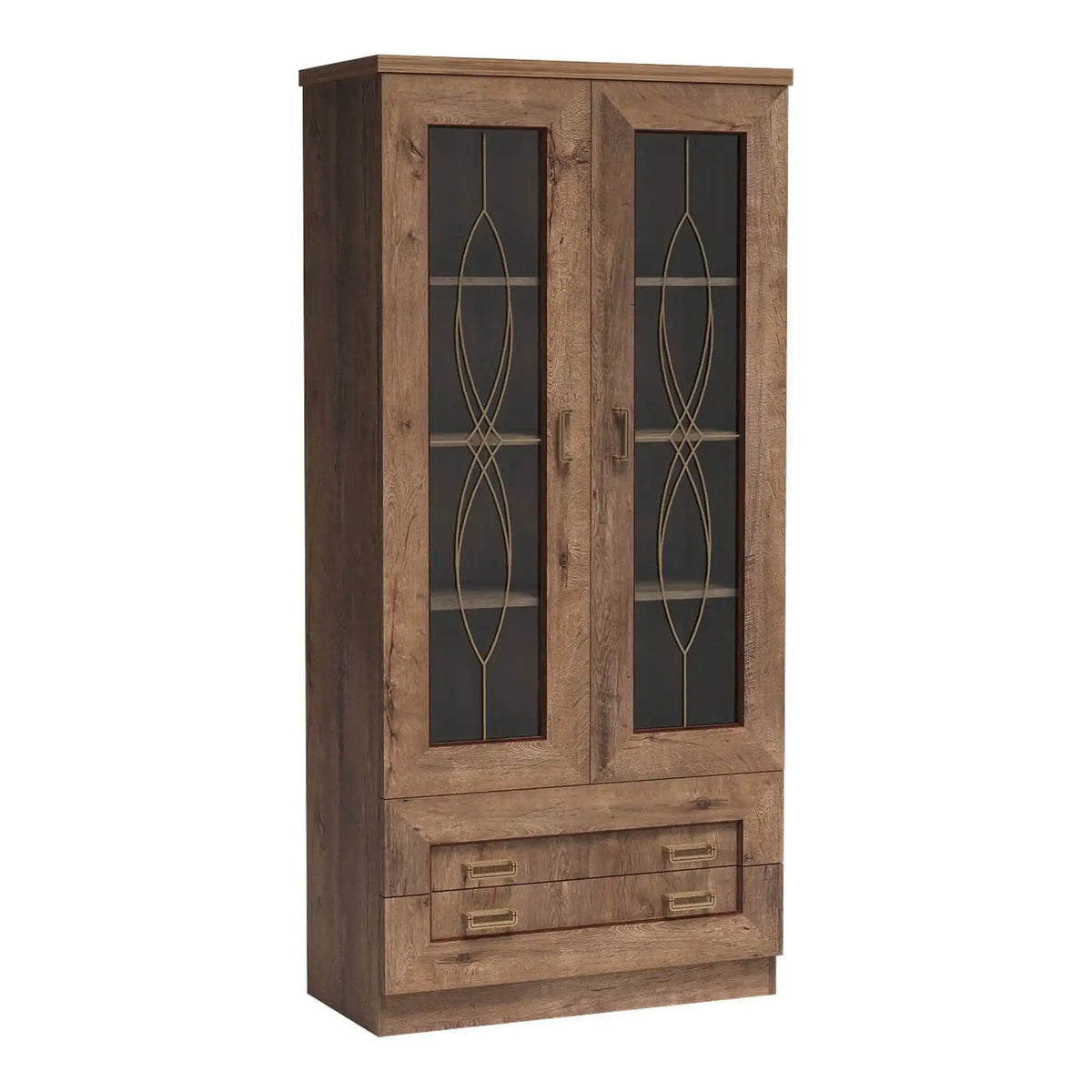 Vitrina TEDY Tip T8, stejar lefkas, PAL melaminat, 90x44x191 cm