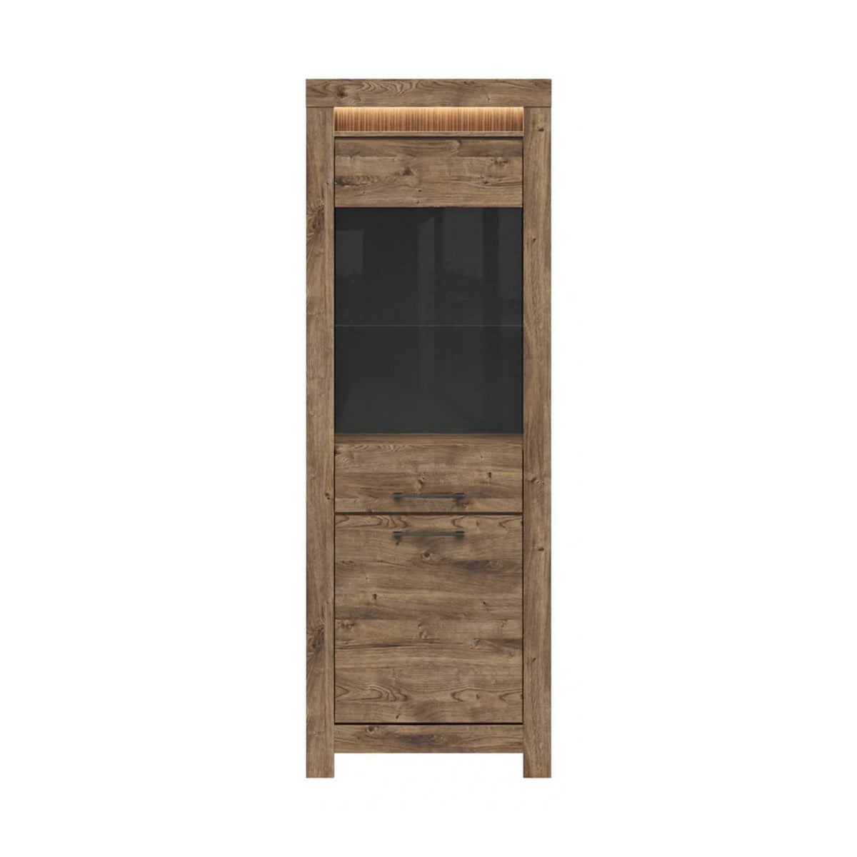 Vitrina TORIN, stejar, PAL/sticla securizata, 71x45x200 cm