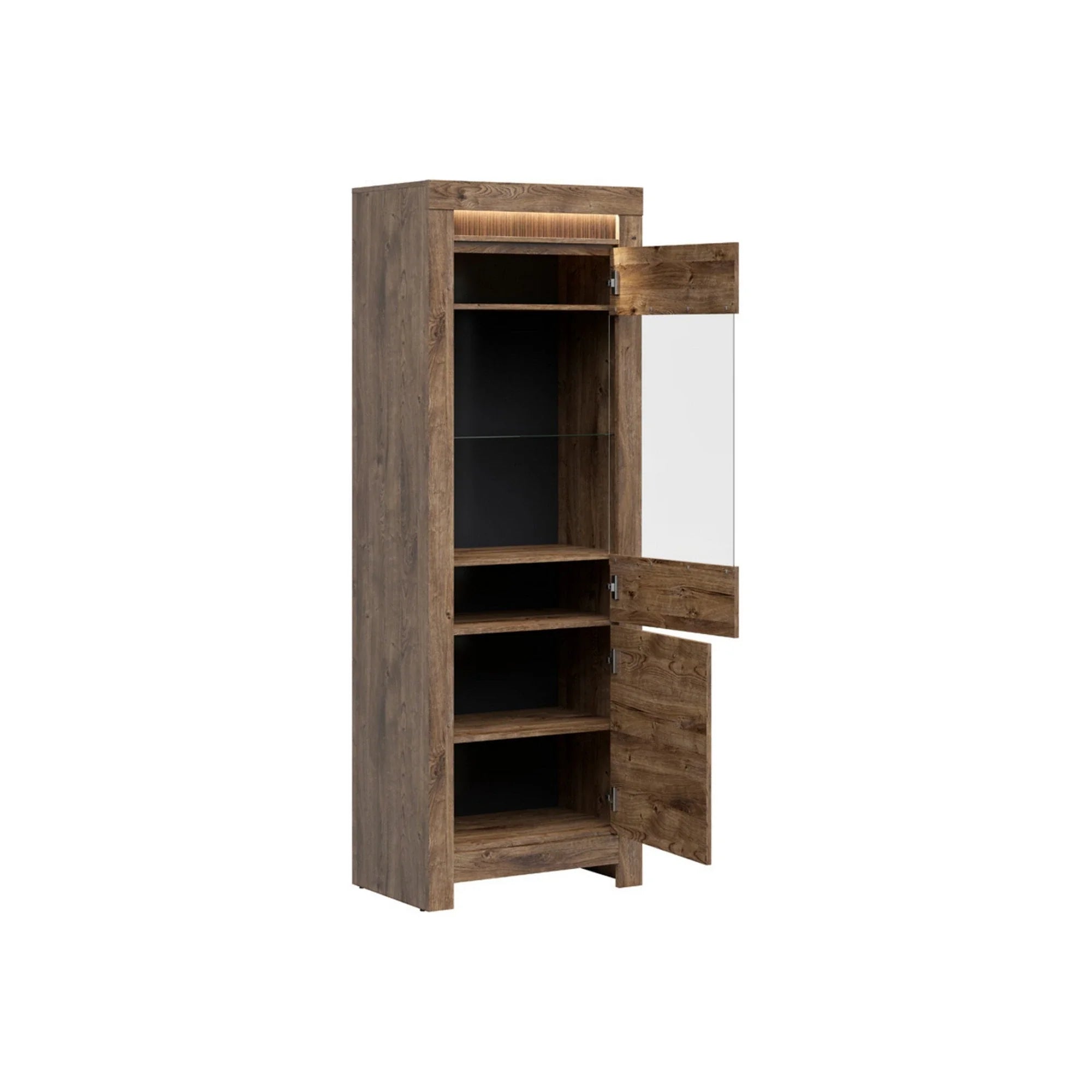 Vitrina TORIN, stejar, PAL/sticla securizata, 71x45x200 cm