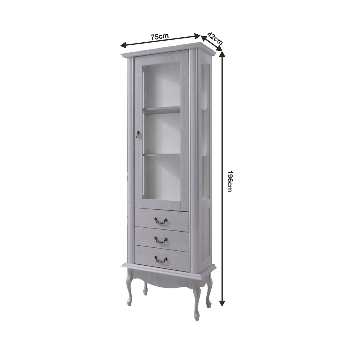 Vitrina VILAR DA4, gri, DTD laminat, 75x42x196 cm