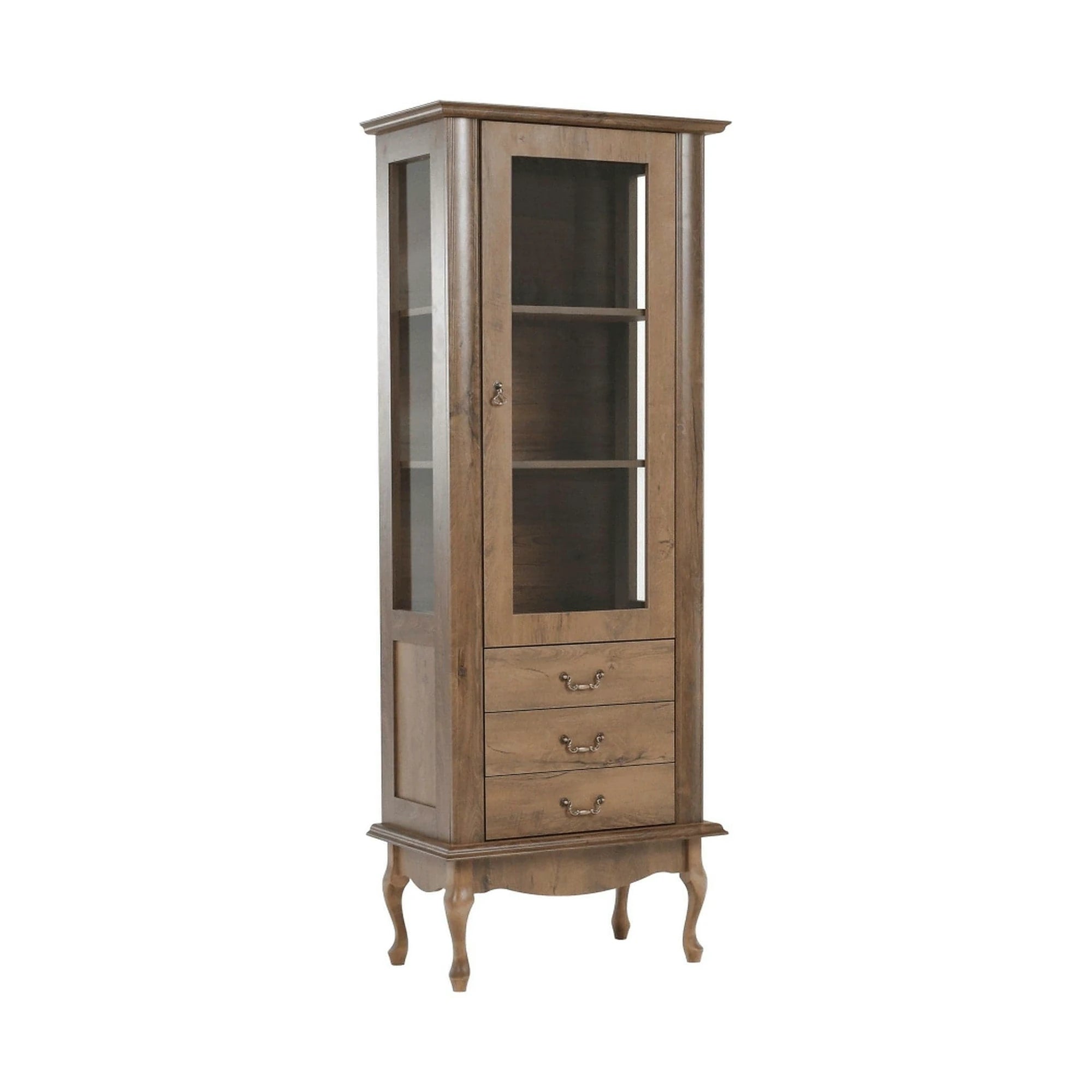 Vitrina VILAR DA4, stejar lefkas, DTD laminat, 75x42x196 cm