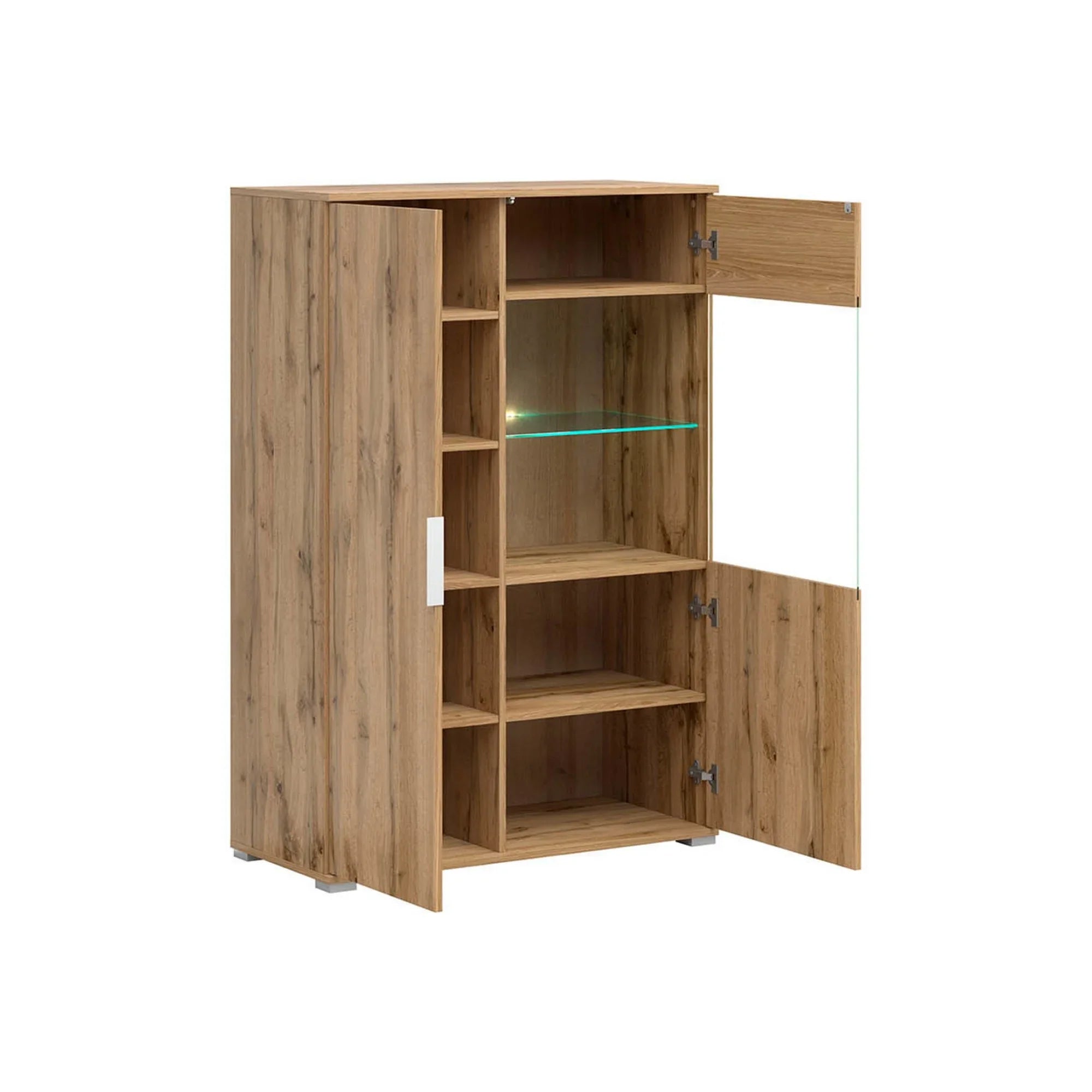 Vitrina ZELE, stejar wotan, PAL laminat/sticla, 90x41x133 cm