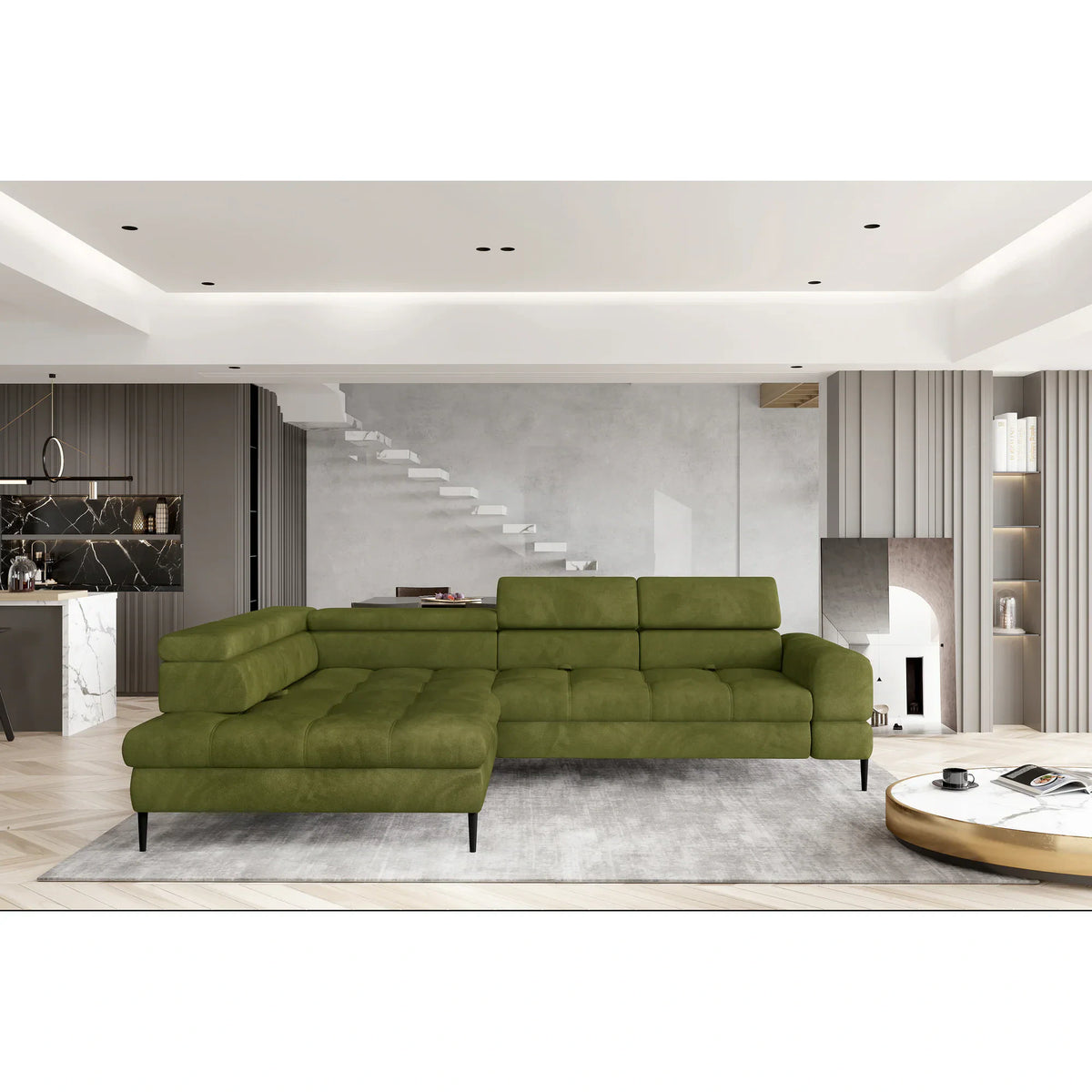 Coltar extensibil VOSS L, personalizabil materiale Oferta Avantaj, cu lada depozitare, 285x218x93 cm