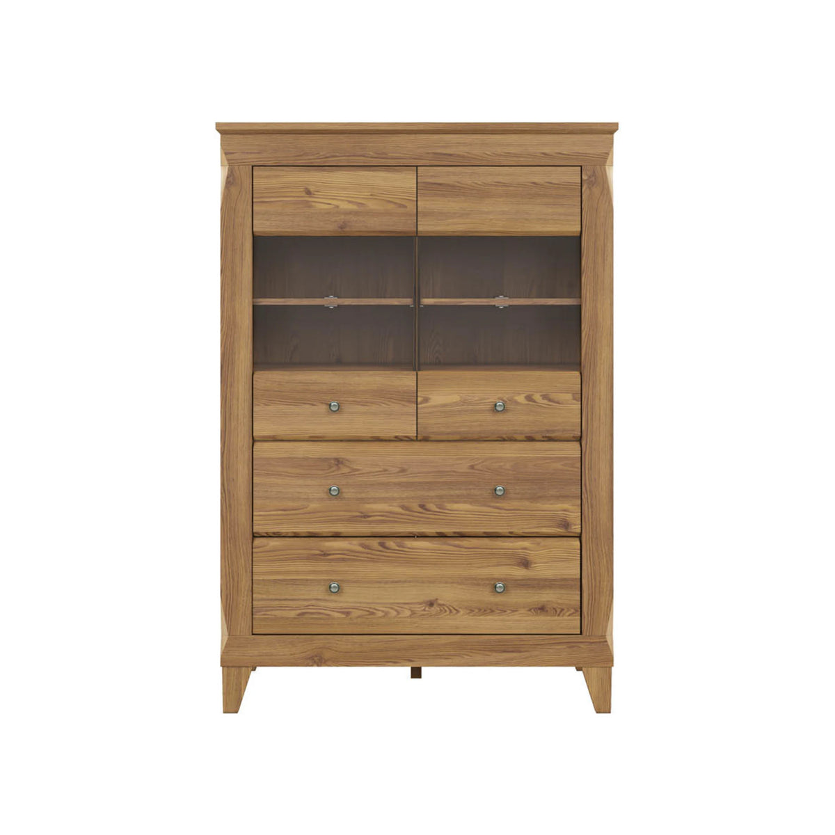 Vitrina BERGEN REG2W2S, stejar, PAL/sticla securizata, 102x47x151 cm