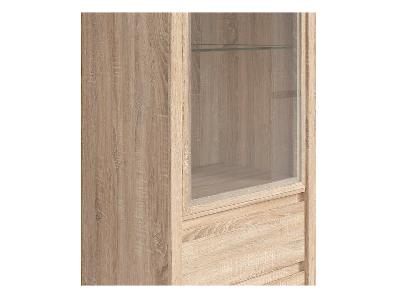 Vitrina KASPIAN, stejar sonoma, PAL/sticla, 56x41x201 cm