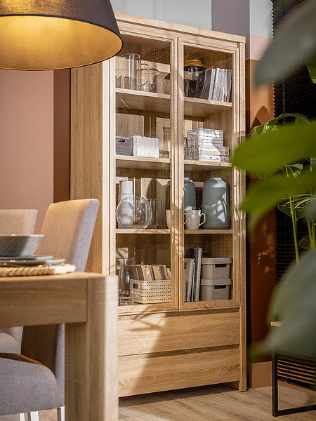 Vitrina KASPIAN, stejar sonoma, PAL, 90x41x201 cm