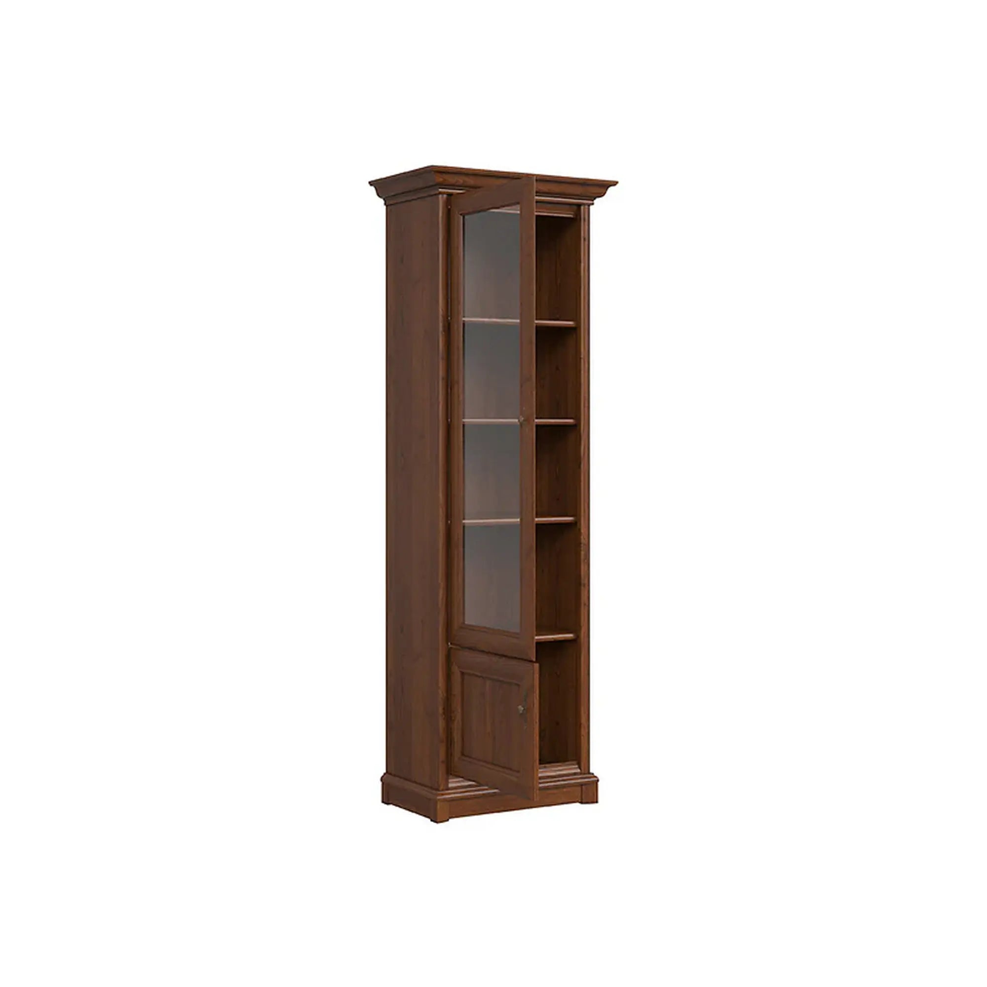 Vitrina KENT stanga, castan, PAL/sticla securizata, 71x43x205 cm