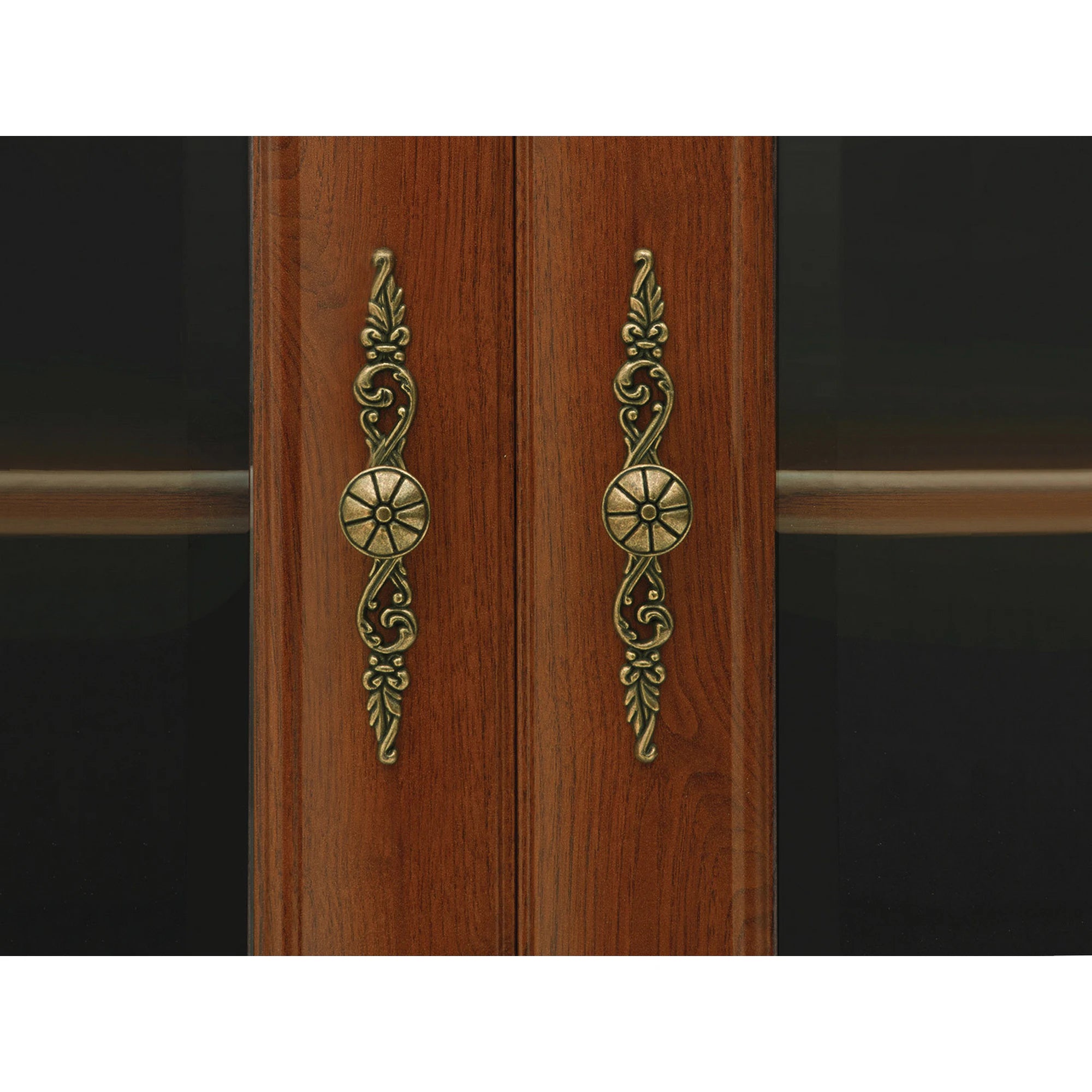 Vitrina pentru living KENT, castan, PAL/sticla securizata, 110x43x205 cm