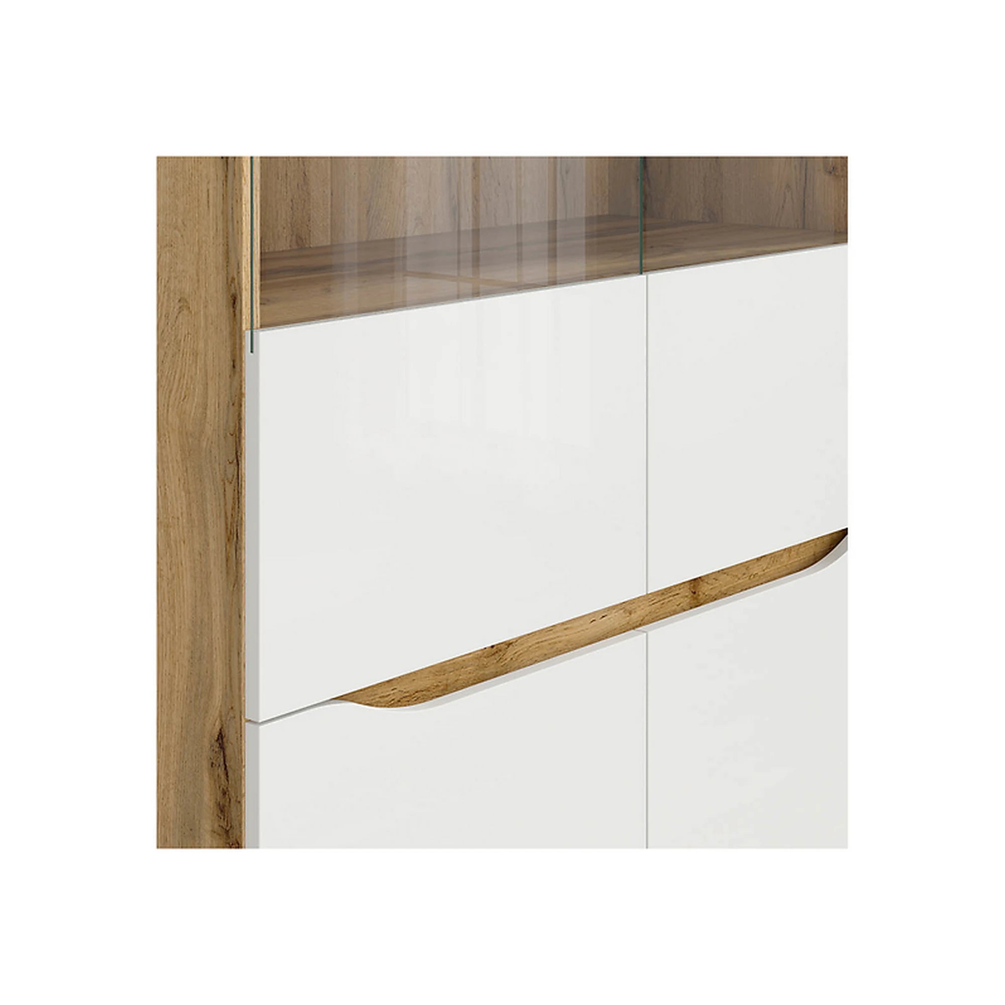 Dulap NUIS, alb lucios/stejar, PAL, 40x90x143 cm