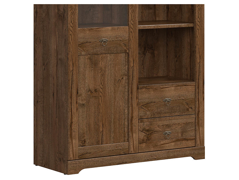 Dulap PATRAS, stejar april, PAL/sticla securizata, cu o usa si 2 sertare, 103x45x159 cm