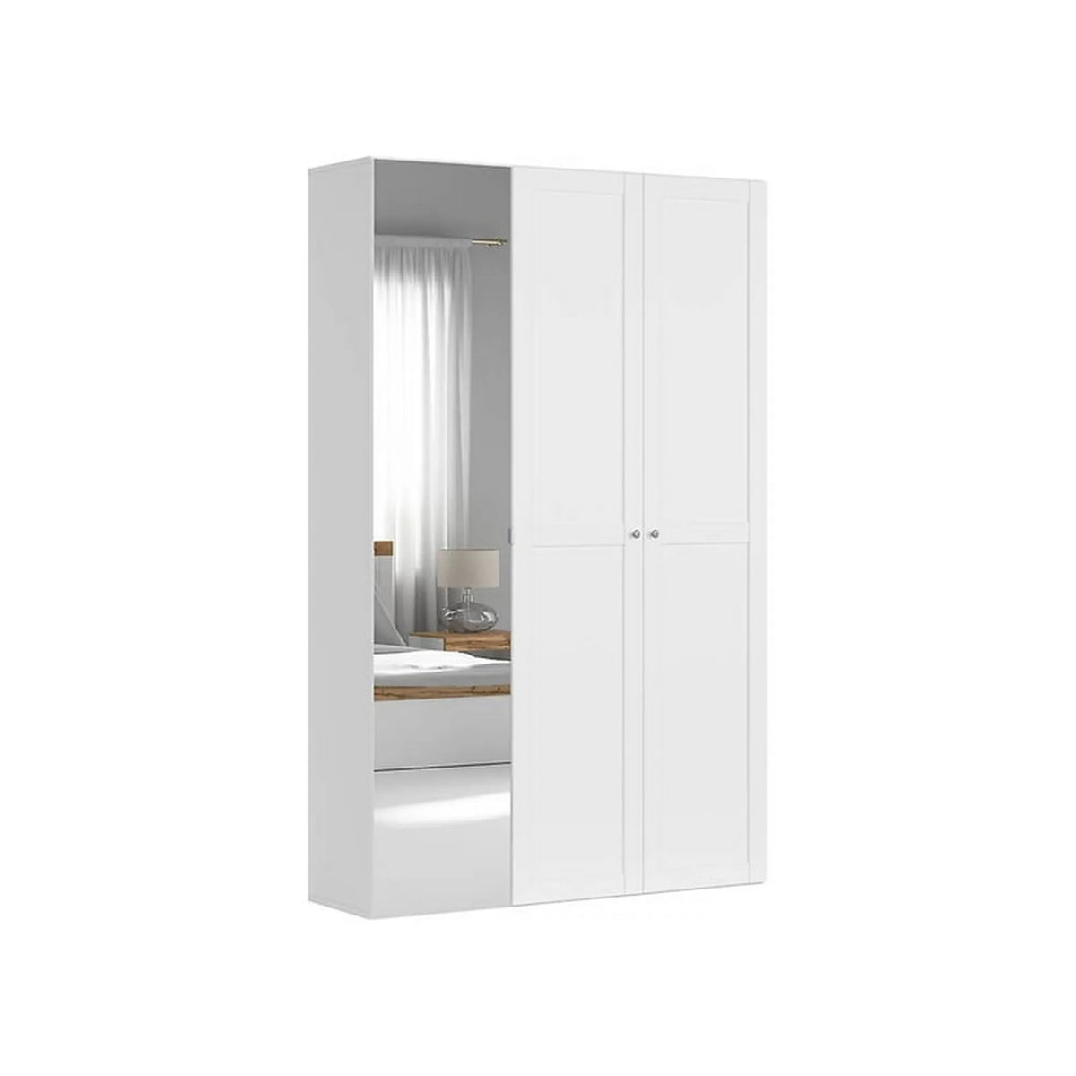 Dulap FLEX, alb, PAL, cu 3 usi si oglinda, 150x45x240 cm