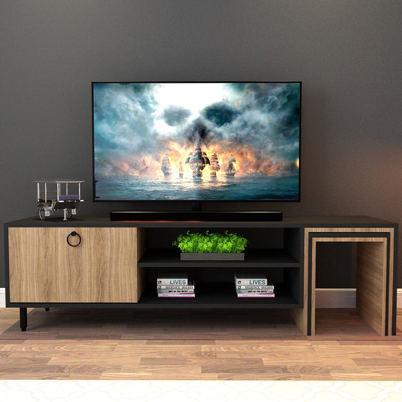 Comoda TV, Zigon Sehpali, L503, negru/stejar sonoma, PAL melaminat, 180x40x55 cm