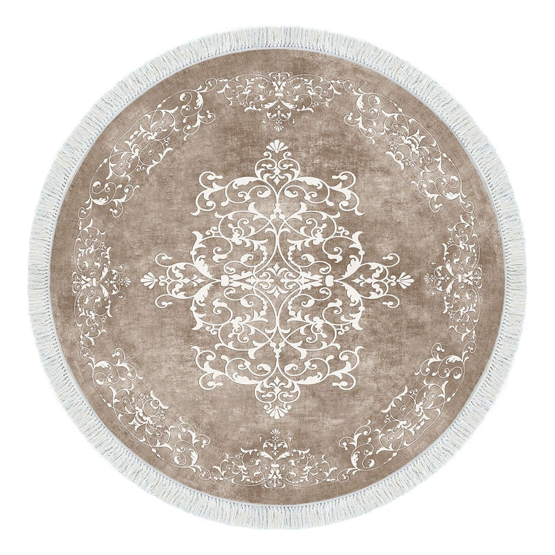 Covor, 160x160 cm, forma rotunda, material poliester, bej, ALN400616BJ12