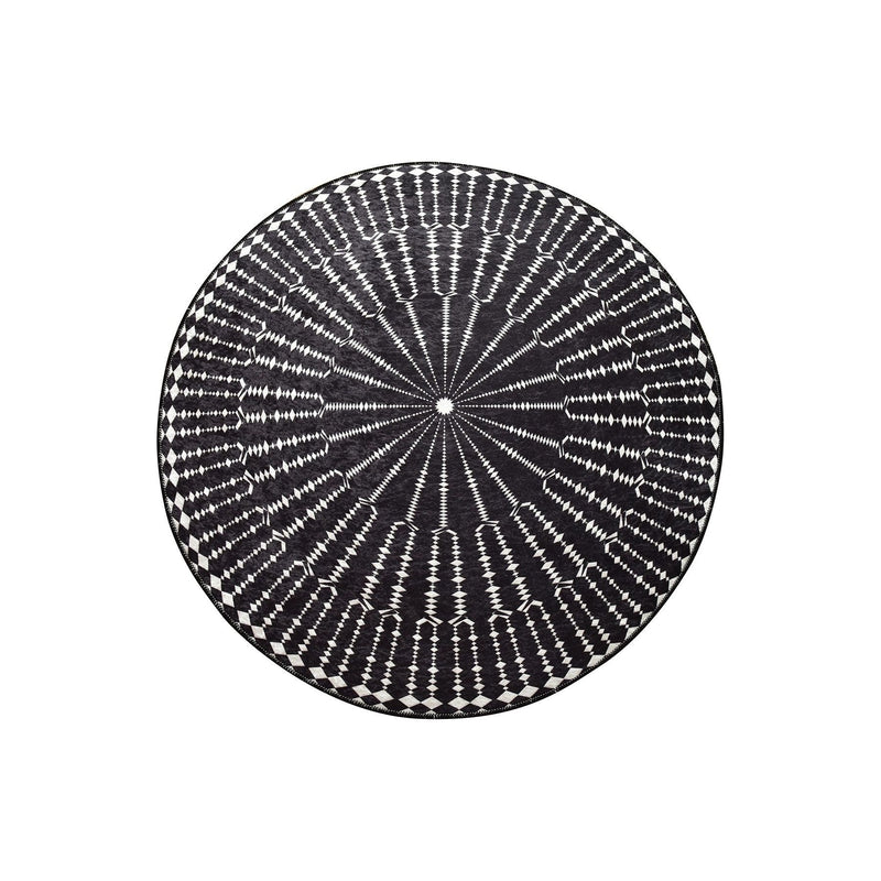 Covor Buio Djt Cap, 140 cm, forma rotunda, catifea/poliester, negru/alb
