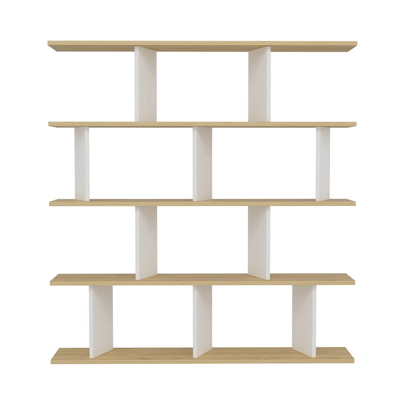 Biblioteca Jorin, stejar/alb, PAL, 130x25x137 cm