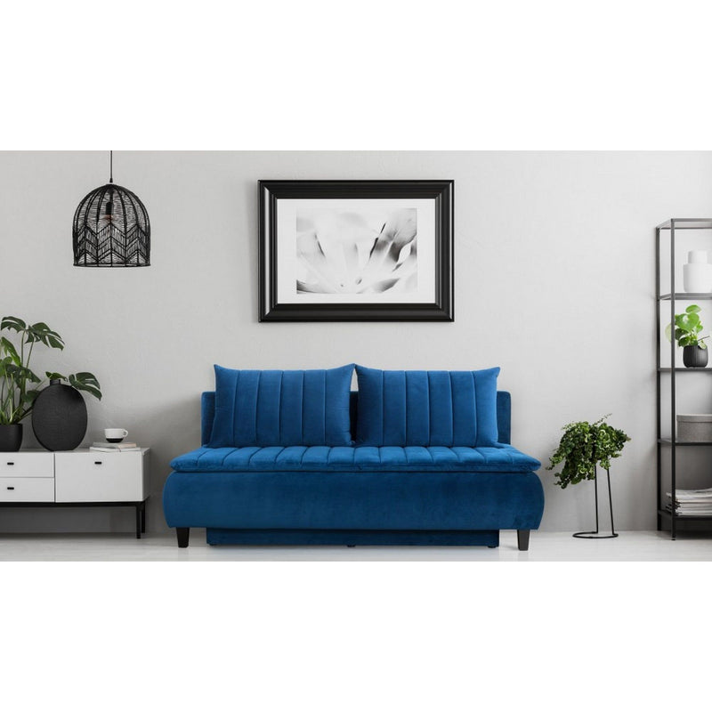 Canapea extensibila HARRY, personalizabil materiale gama Premium, lada pentru depozitare, functie de dormit, 2 pernute decorative, 208x96x102 cm