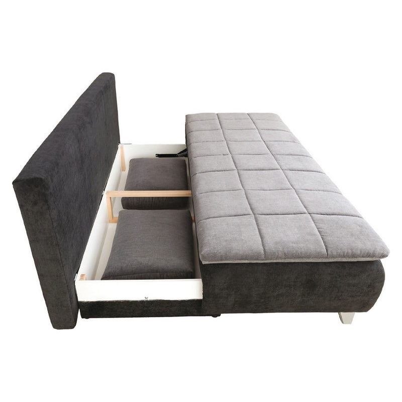 Canapea extensibila Palermo, personalizabil materiale gama Premium, lada depozitare, functie de dormit, 4 perne decorative, 209x96x83 cm
