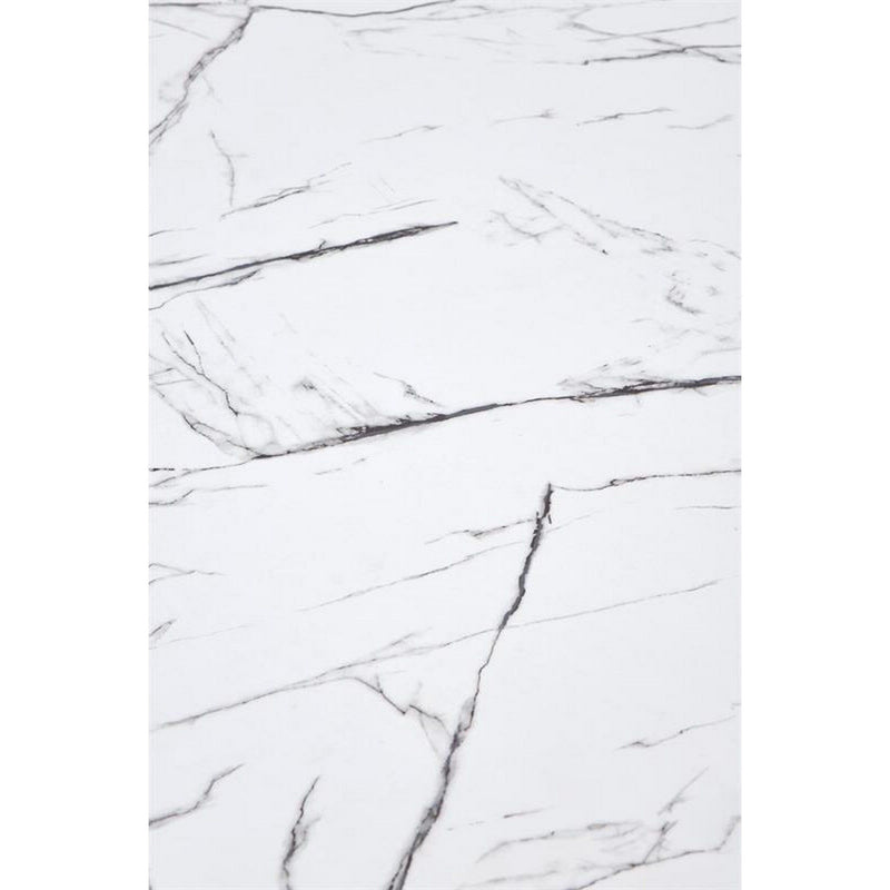 Masa rotunda Denver, alb cu efect de marmura/alb, MDF/otel, 80x80x73 cm