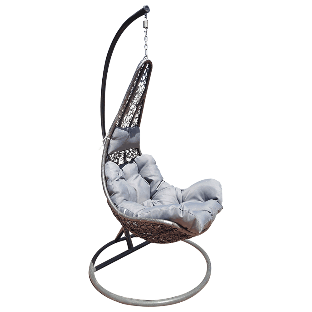 Balansoar gradina KALEA 2 NEW, gri, metal/stofa clasica, 105x105x195 cm
