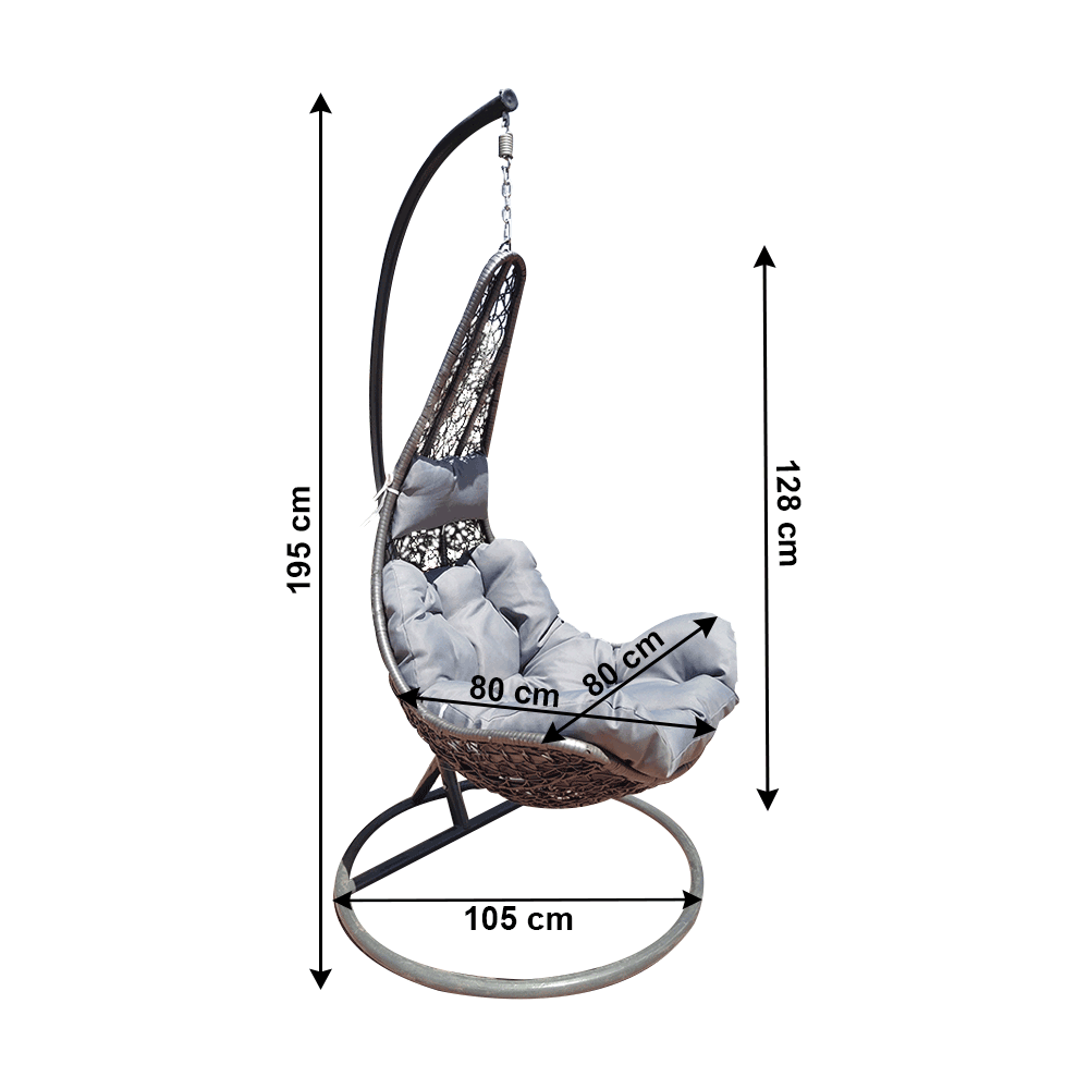 Balansoar gradina KALEA 2 NEW, gri, metal/stofa clasica, 105x105x195 cm