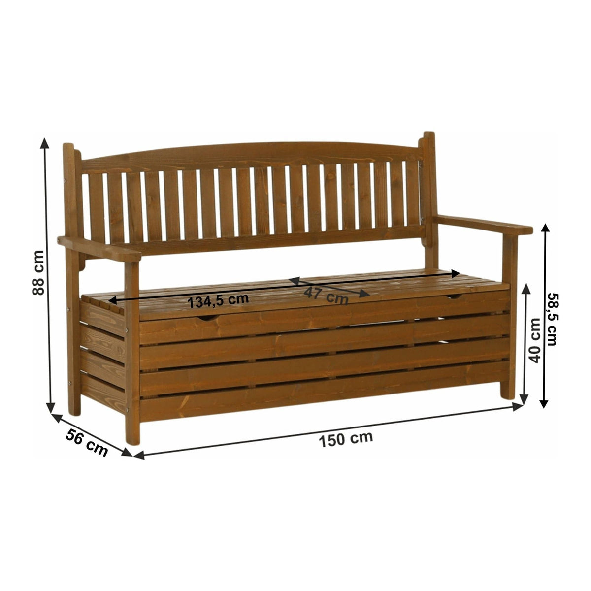 Banca gradina AMULA, stejar inchis, lemn, 150x58x88 cm