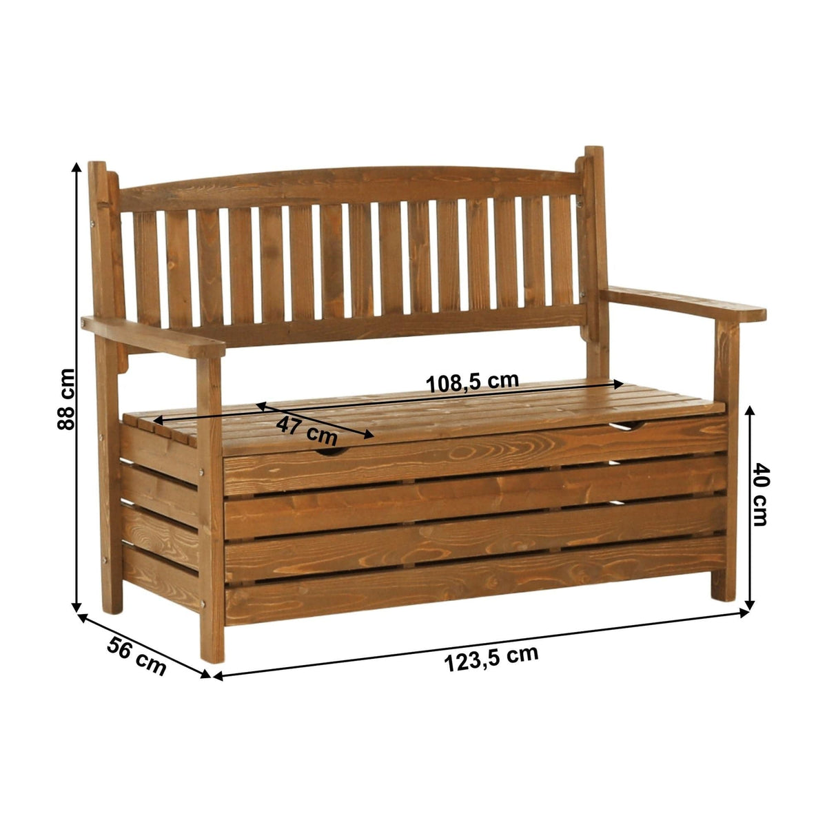 Banca gradina DILKA, lemn, stejar inchis, 124x58x88 cm