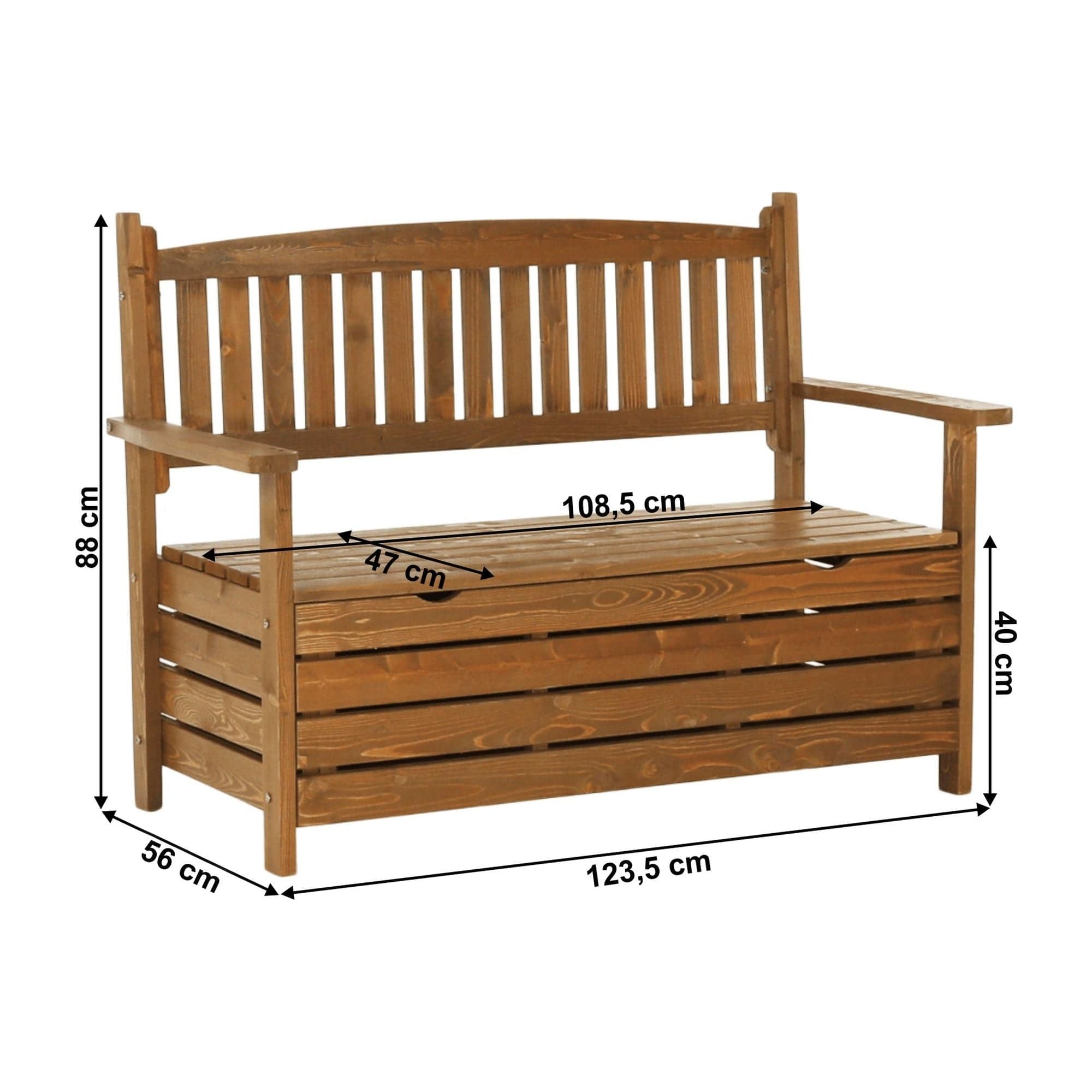 Banca gradina DILKA, lemn, stejar inchis, 124x58x88 cm