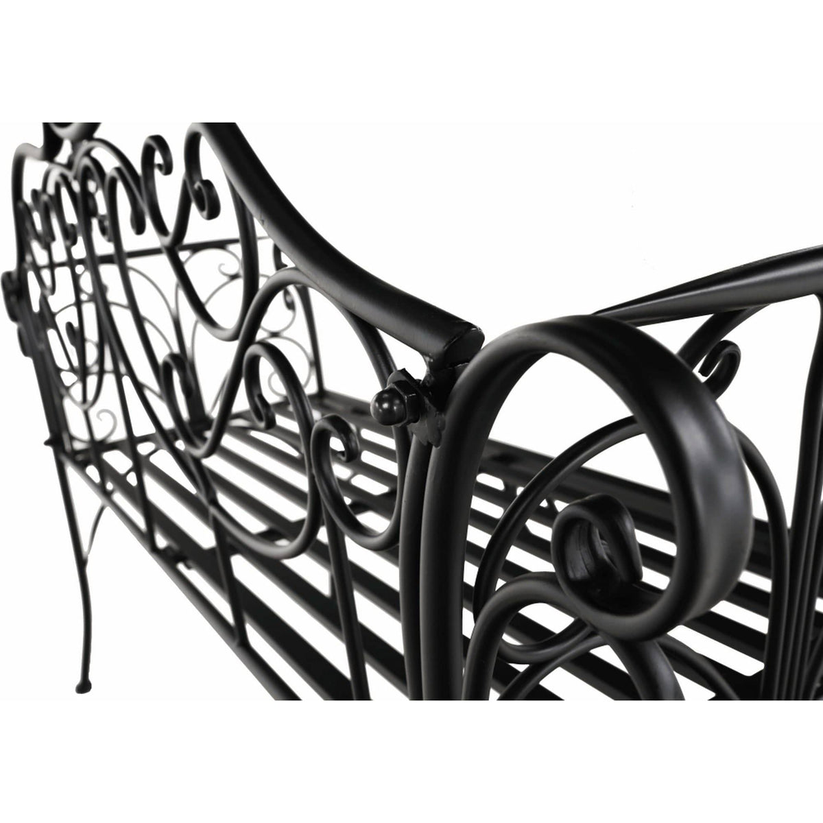 Banca gradina ETELIA, negru, metal, 131x49x89 cm