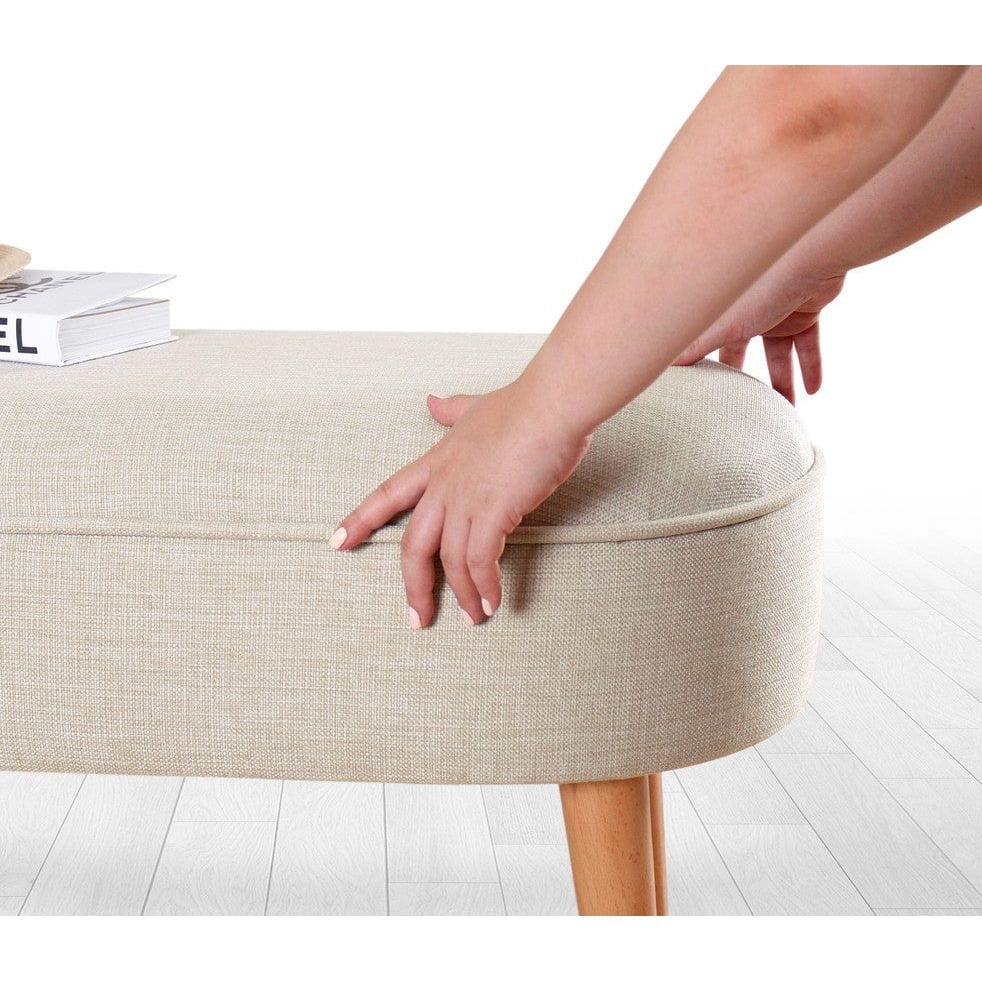 Bancheta LEDNOK, stofa clasica crem, 100x40x47 cm