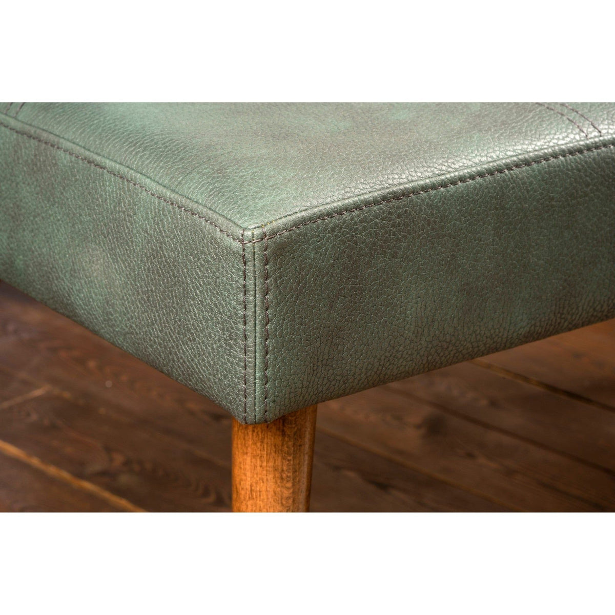 Bancheta POLE, verde/nuc, piele/lemn, 92x46x44 cm