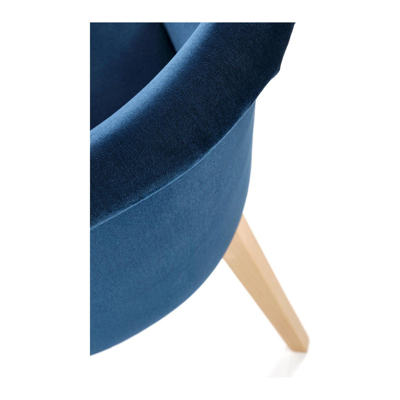 Scaun TOLEDO 2, stofa catifelata albastra/lemn de stejar, 55x51x82 cm