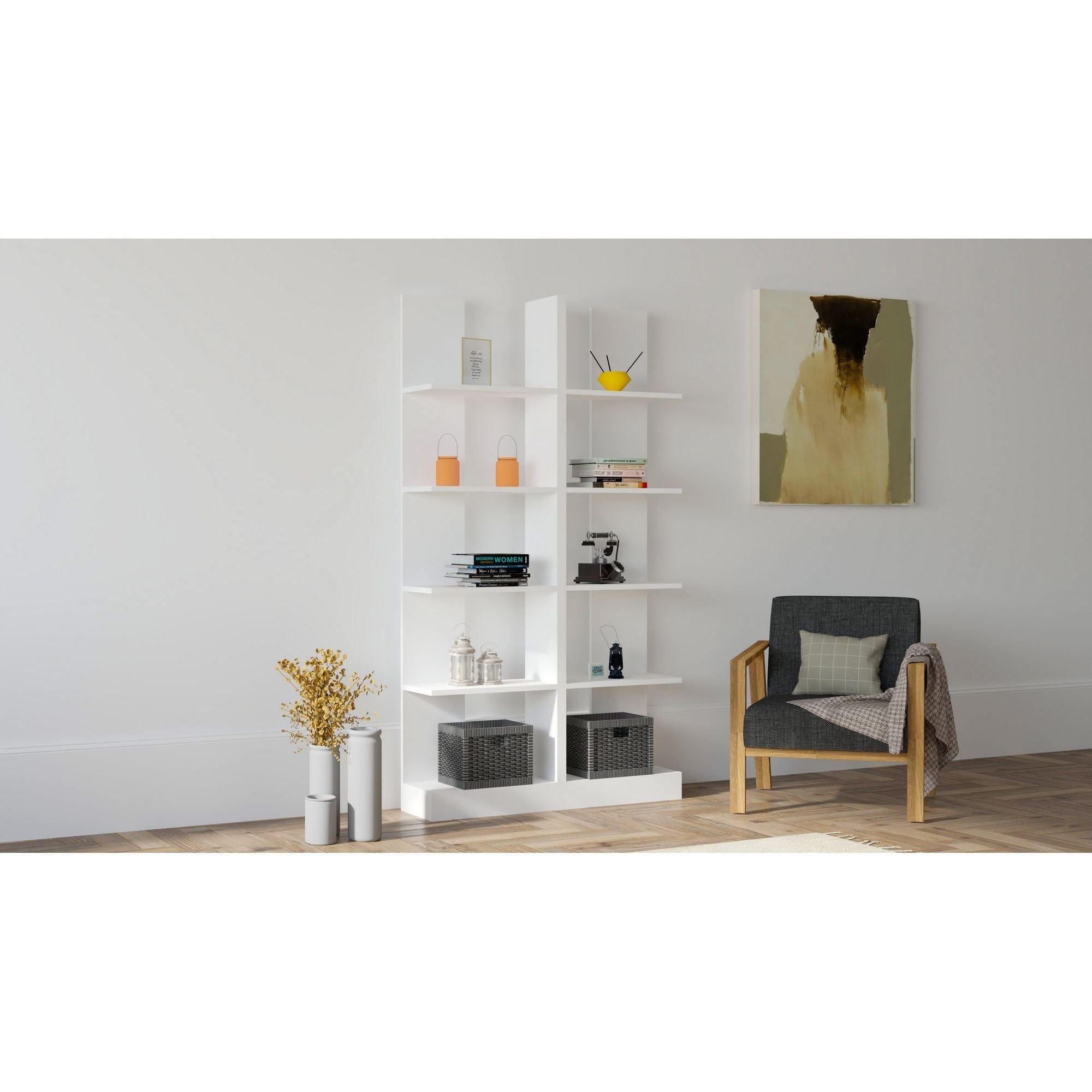 Biblioteca IKIZ, alb, PAL melaminat, 100x26x187 cm