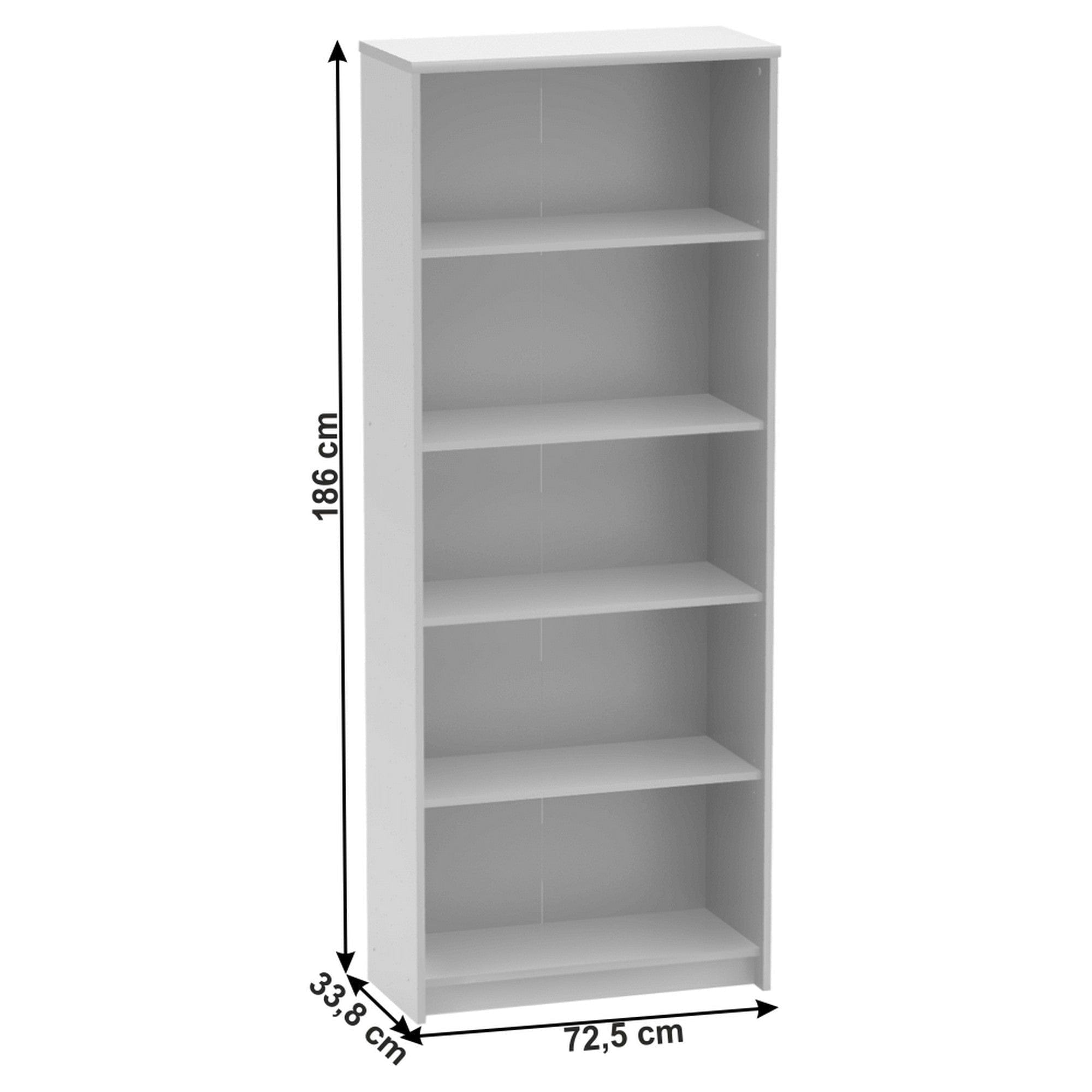 Biblioteca JOHAN 2 NEW 04, alb, DTD laminat, 73x34x186 cm