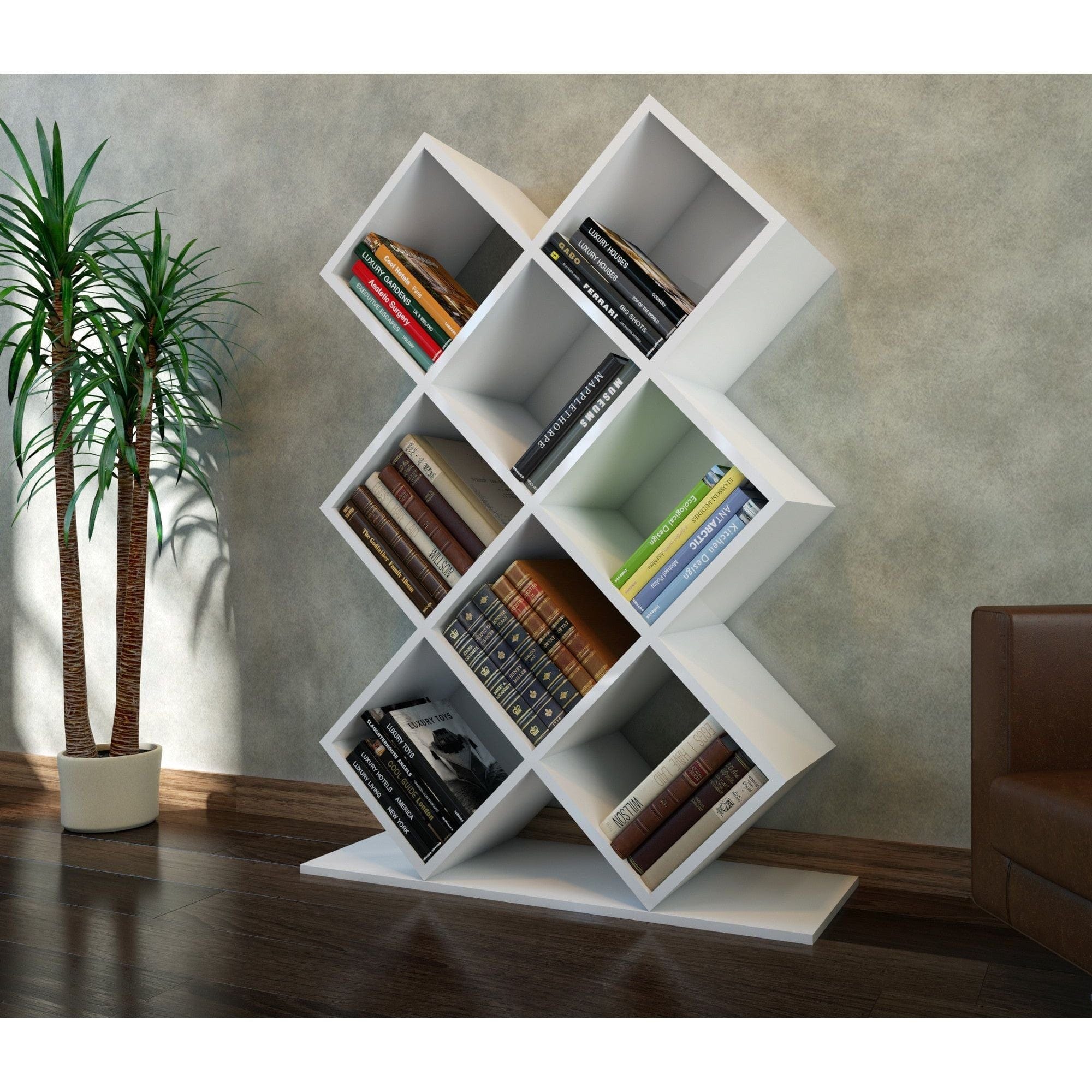 Biblioteca KUMSAL, alb, PAL melaminat, 90x20x129 cm