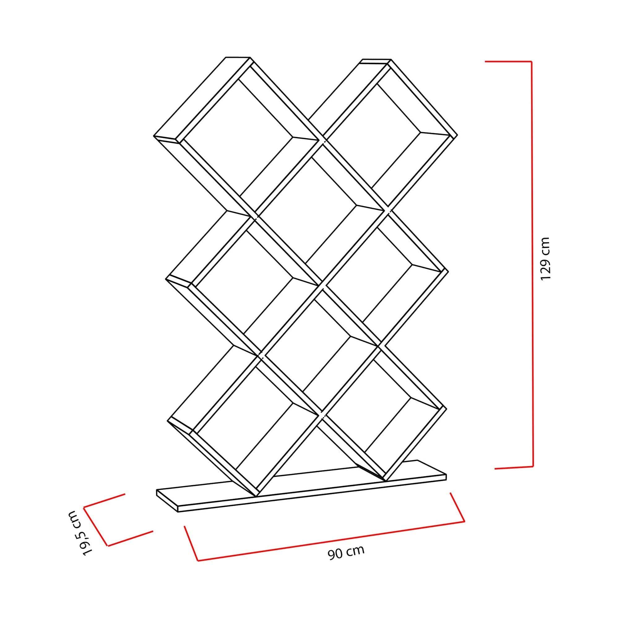 Biblioteca KUMSAL, rosu, PAL melaminat, 90x20x129 cm