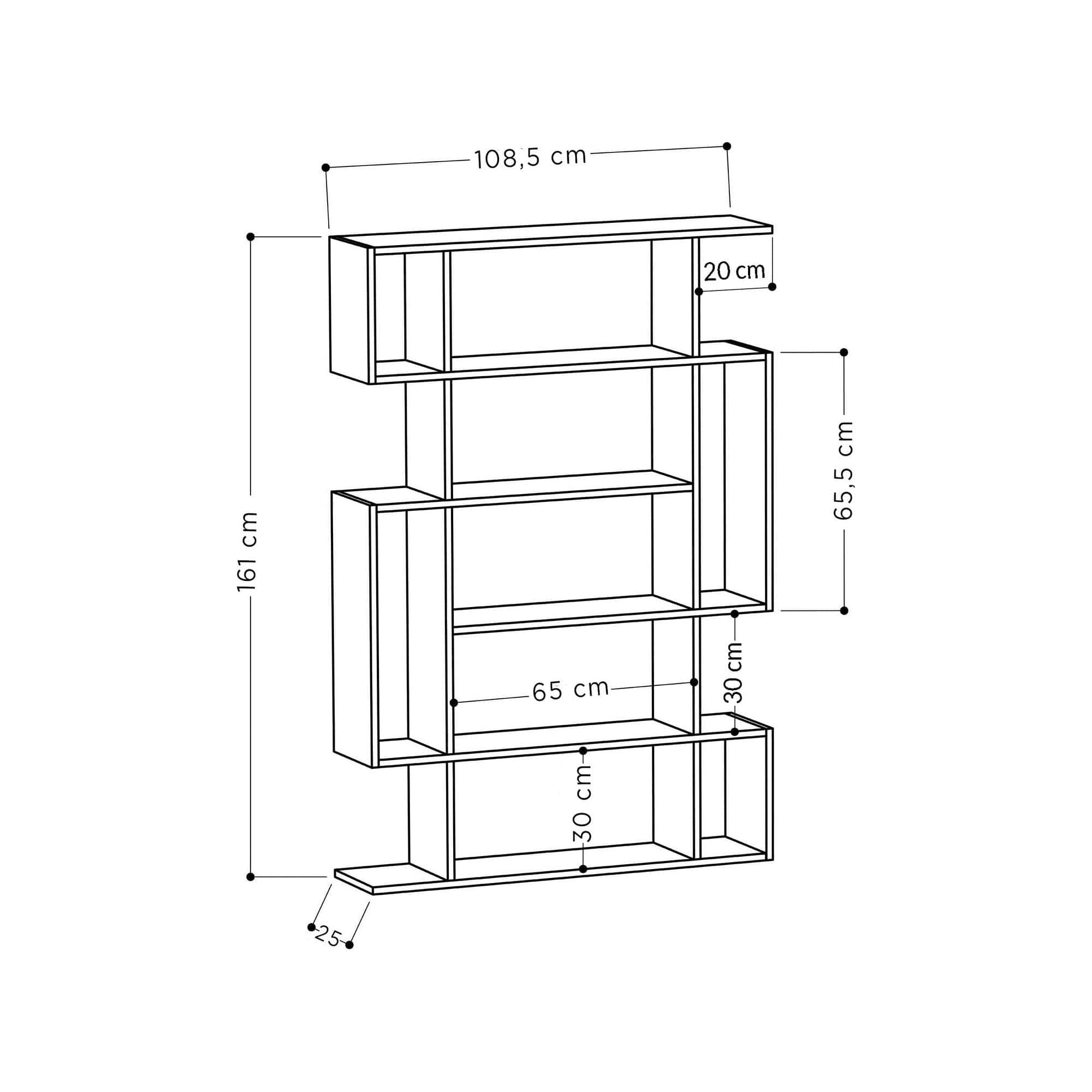 Biblioteca MITO, alb, PAL melaminat, 109x26x161 cm